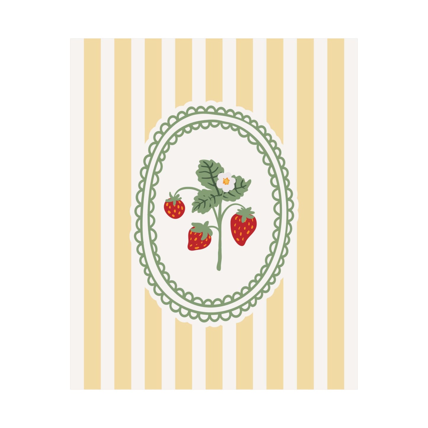 Strawberry Bouquet Striped Yellow Poster