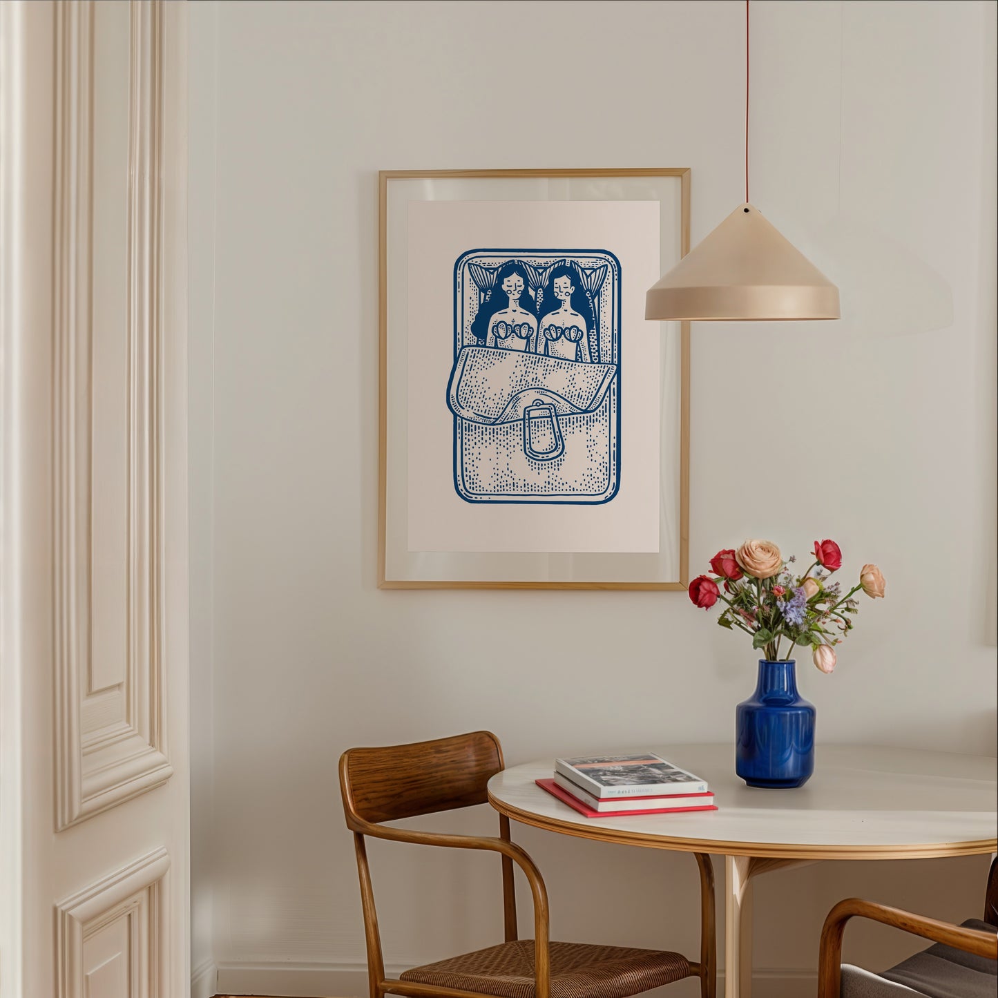 Mermaid Sardines Blue Poster