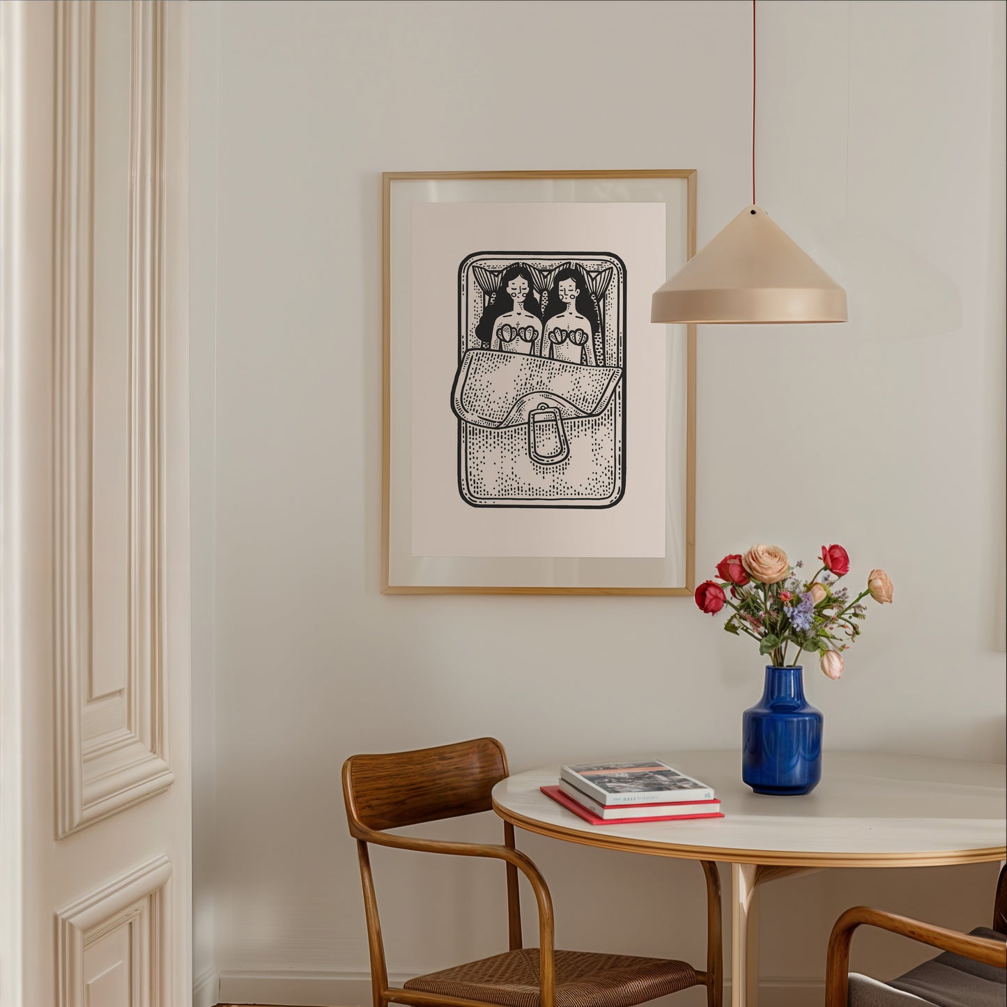 Mermaid Sardines Black Poster