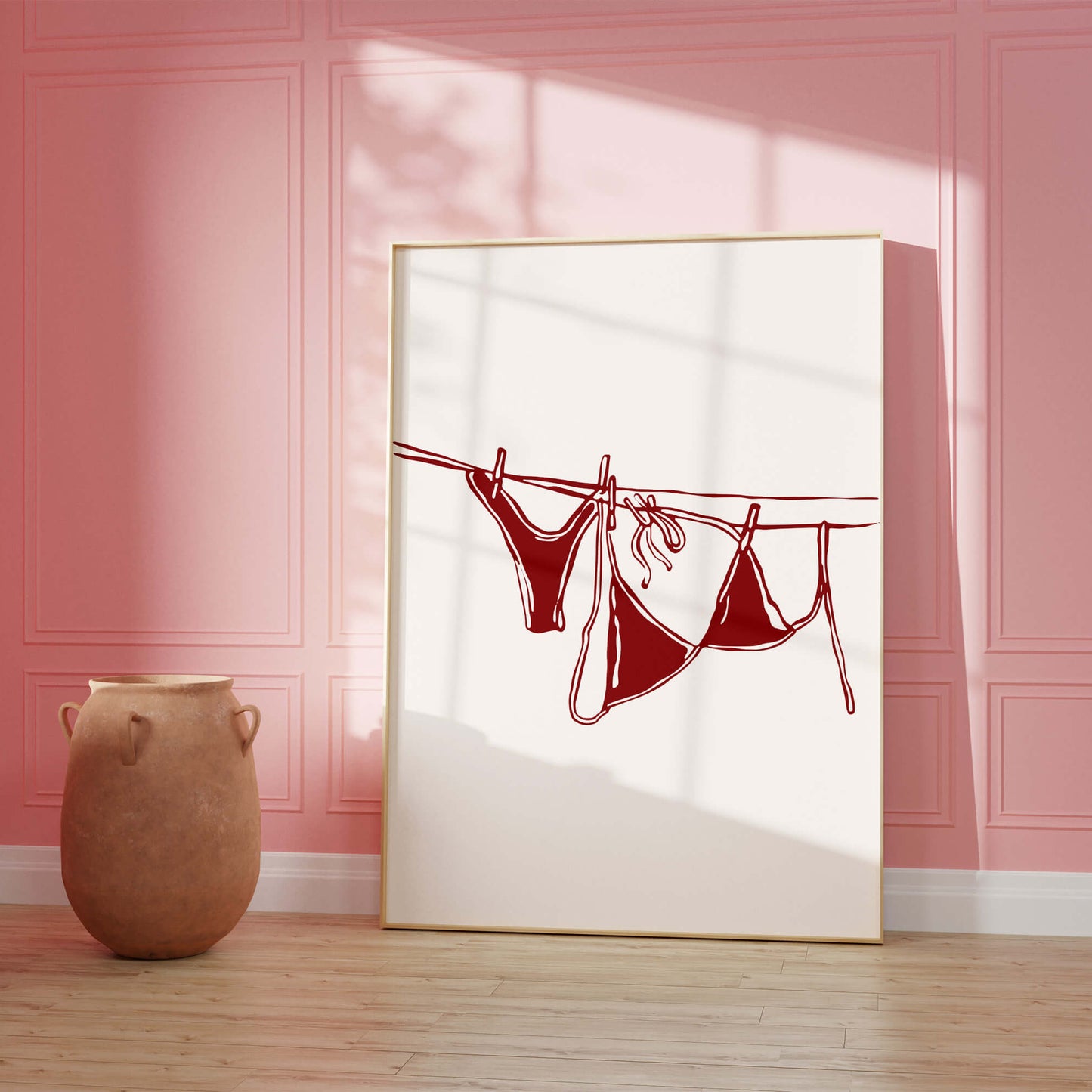 Red Bikini On Clothesline Poster