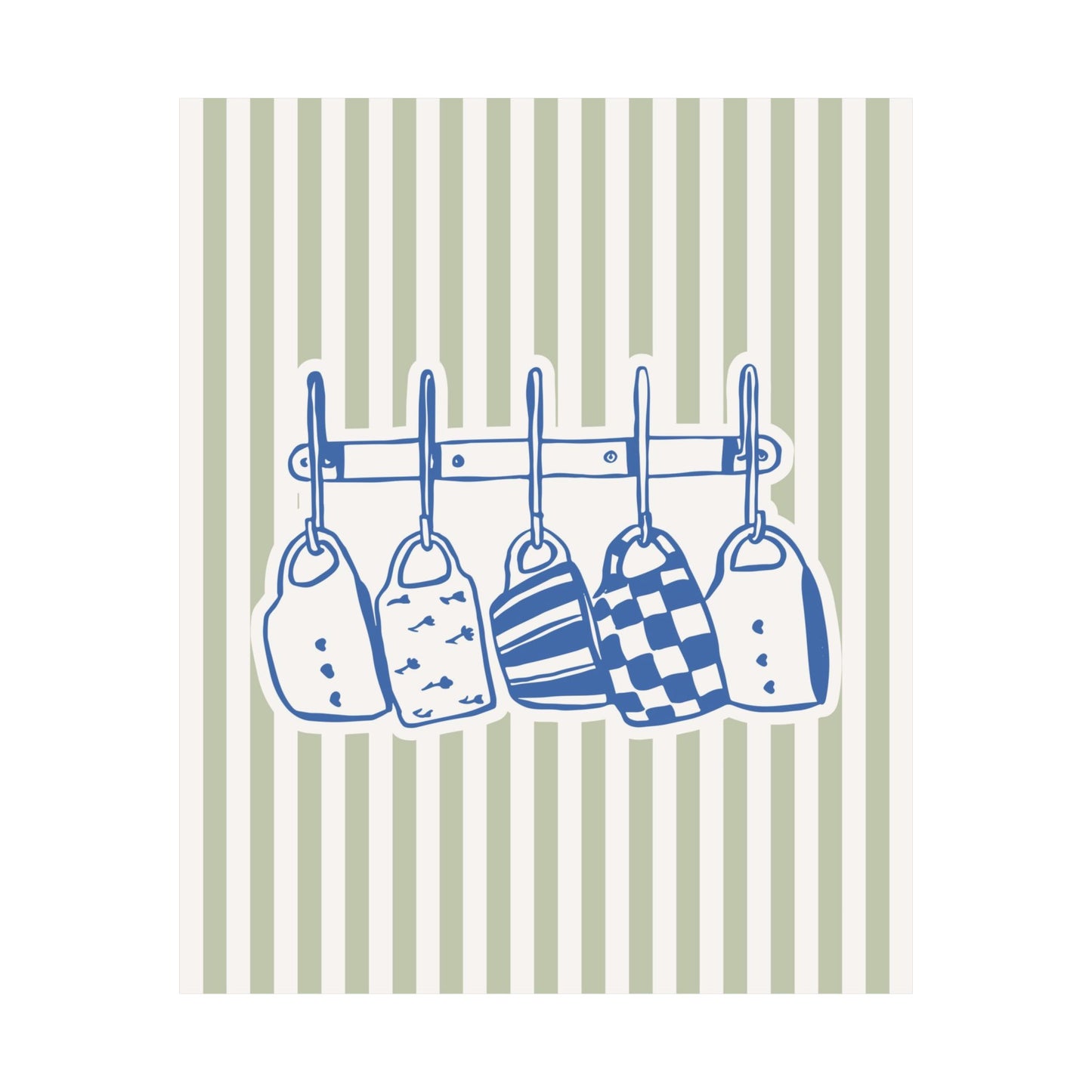 Green Mugs Hanging Illustration Poster