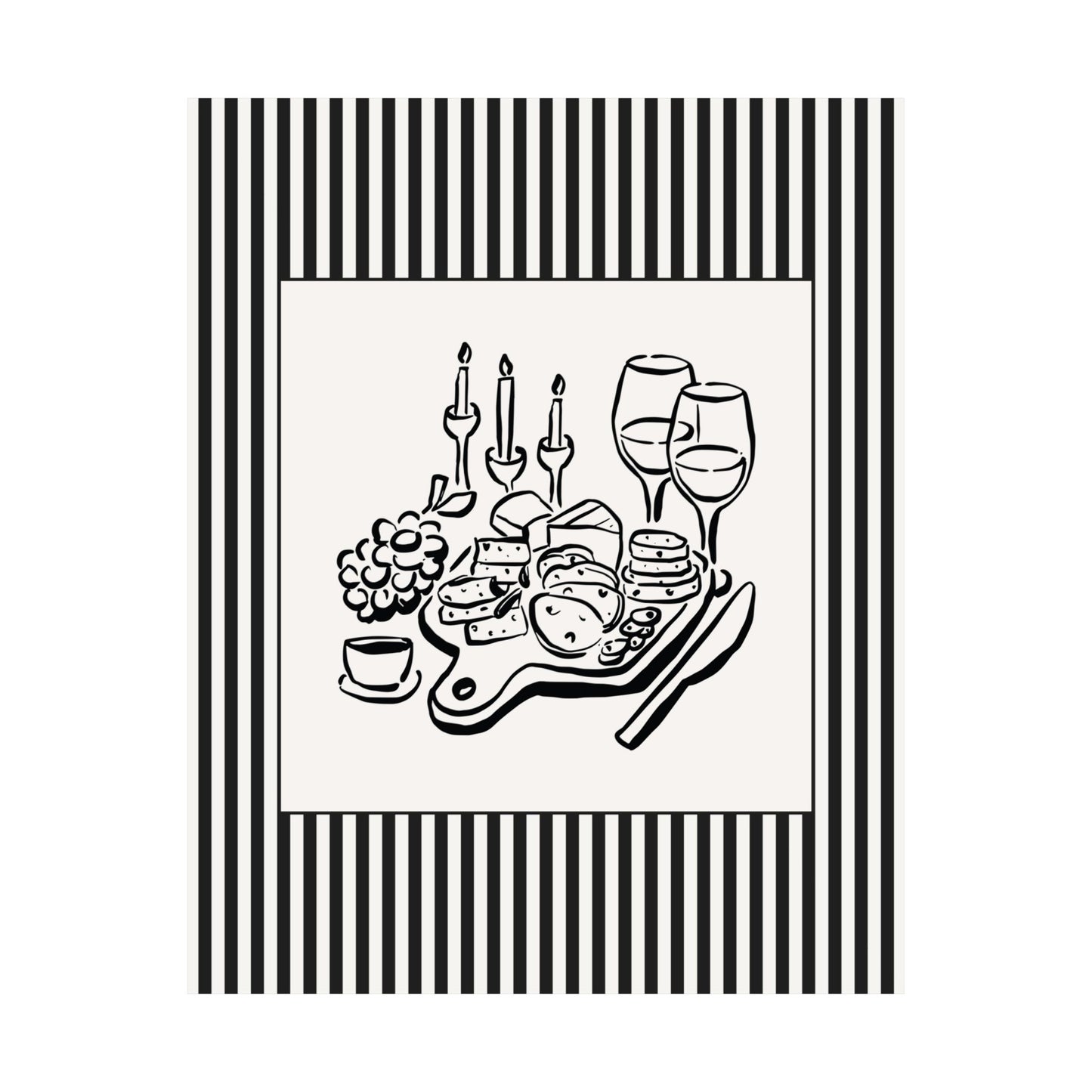 Dinner Sketch Striped Poster