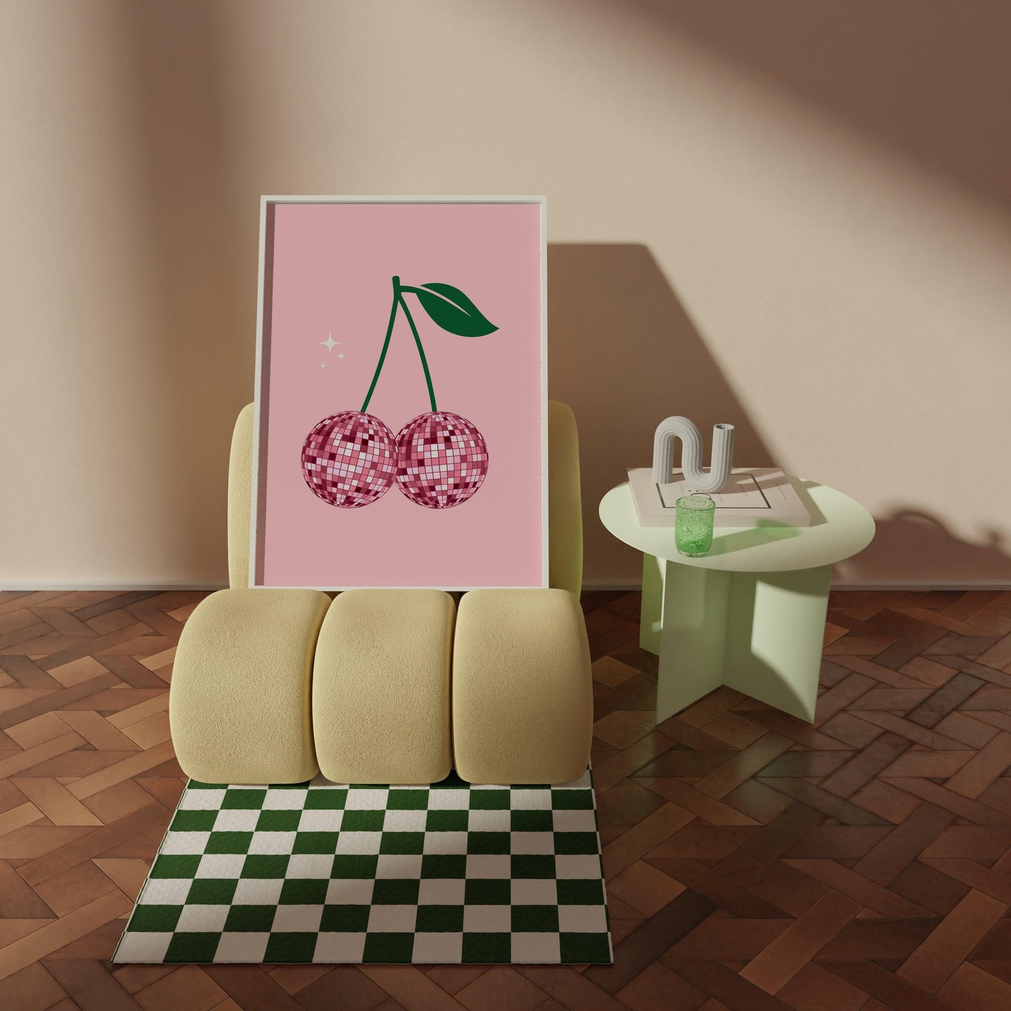 Cherry Disco Illustration Poster