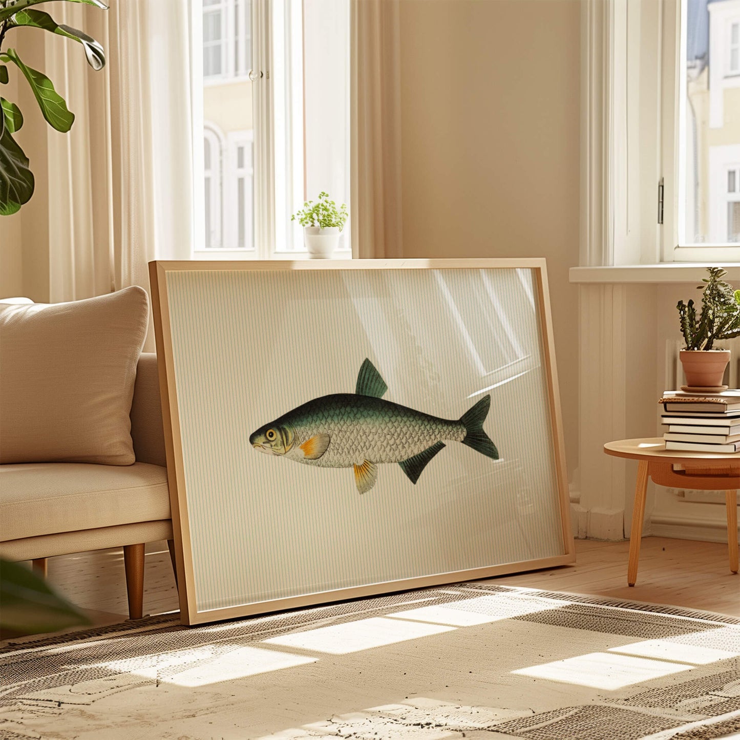 Vintage Fish Striped Blue Poster