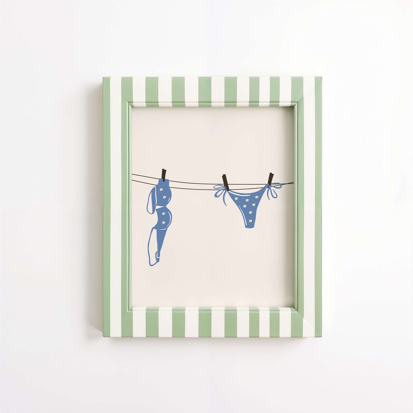Blue Daisy Bikini Laundry Line Poster