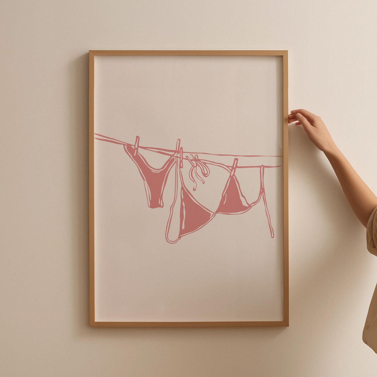 Pink Bikini On Clothesline Poster