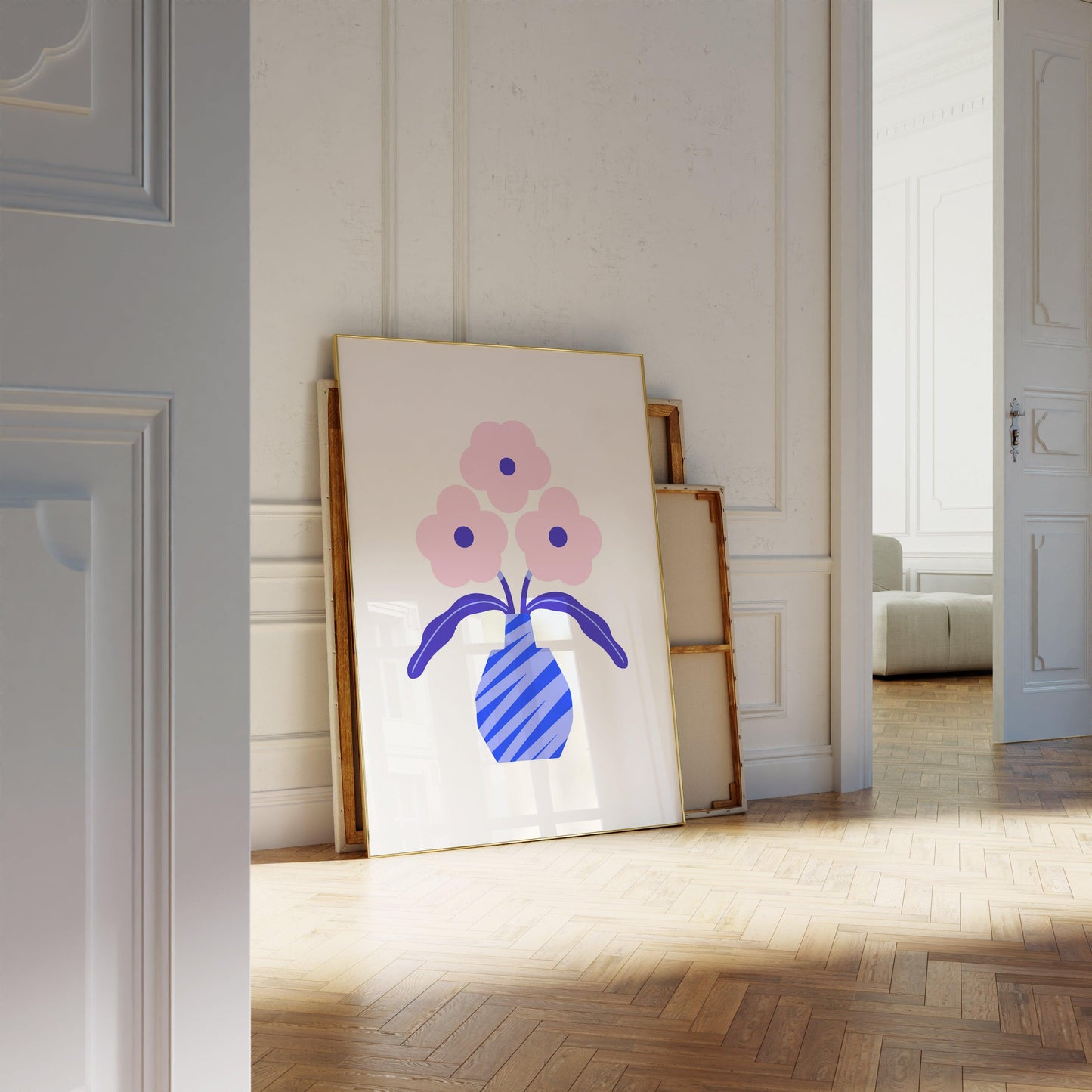 Pink & Blue Flowers Poster