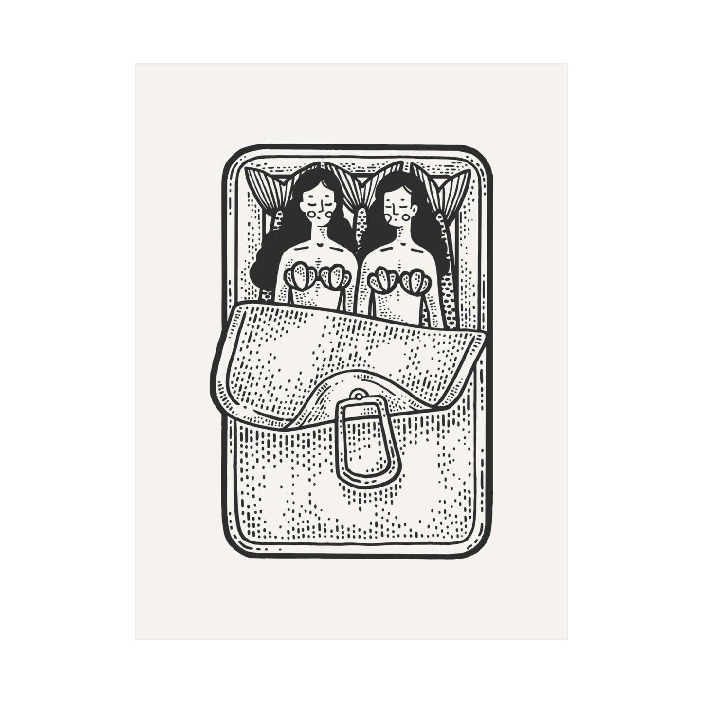 Mermaid Sardines Black Poster