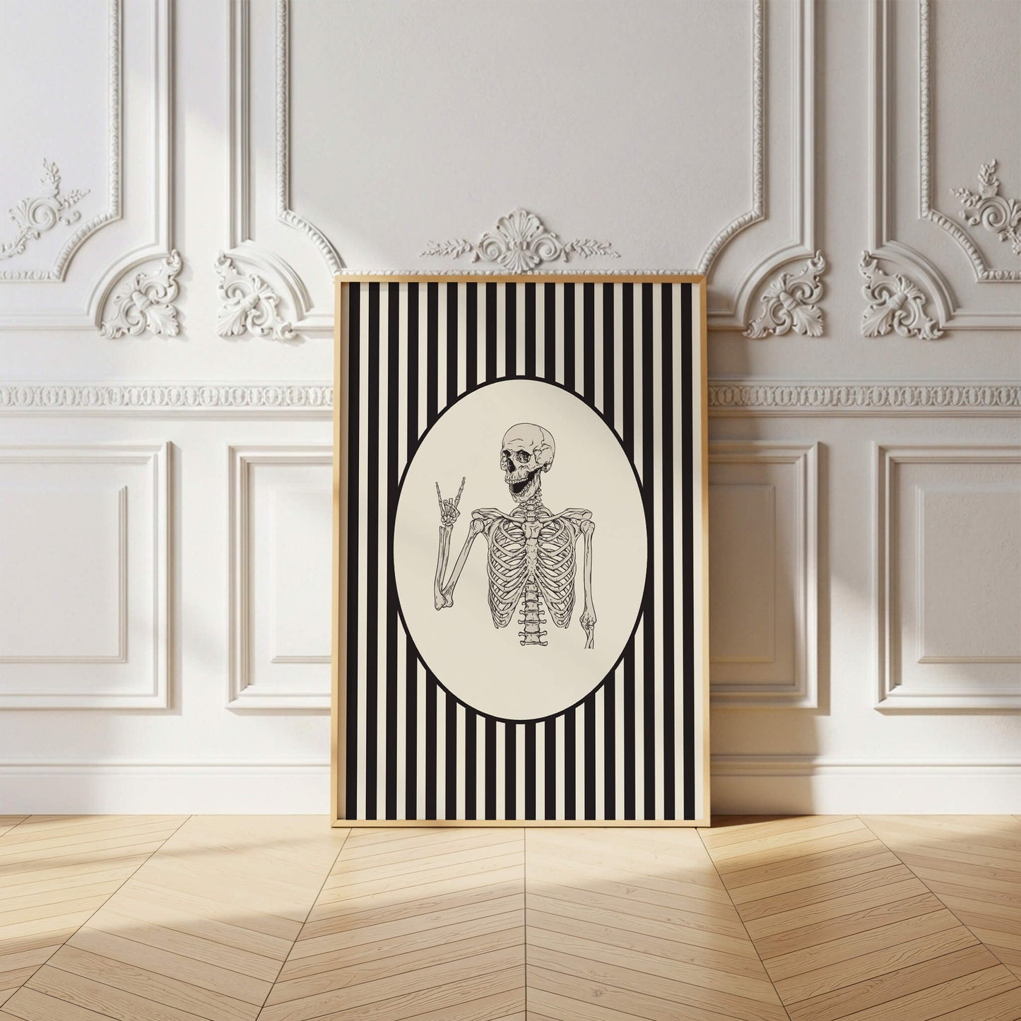 Vintage Skeleton Striped Poster