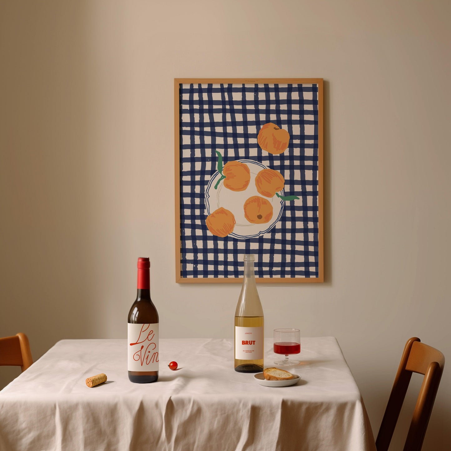 Peaches Checkered Poster