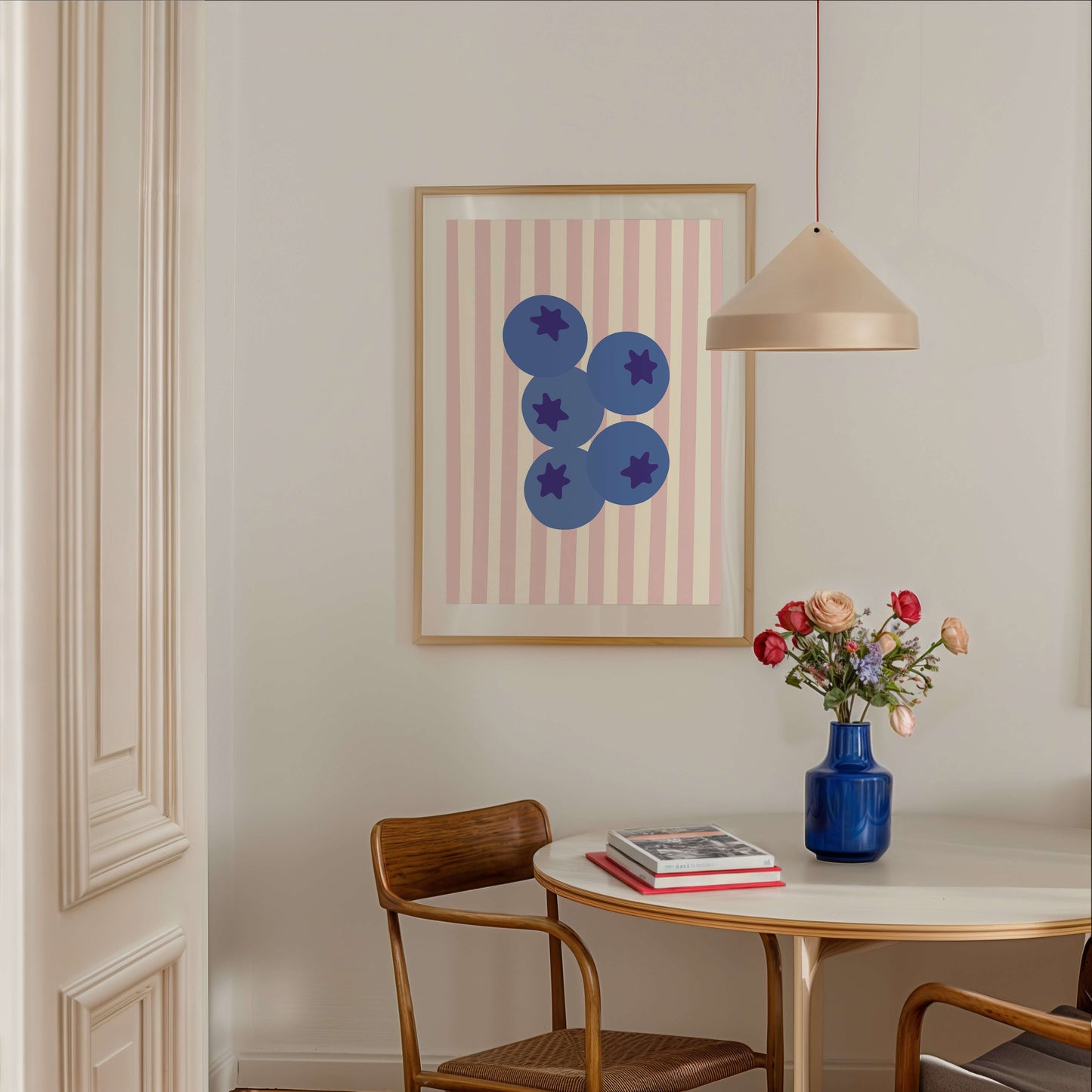 Striped Blueberries Poster