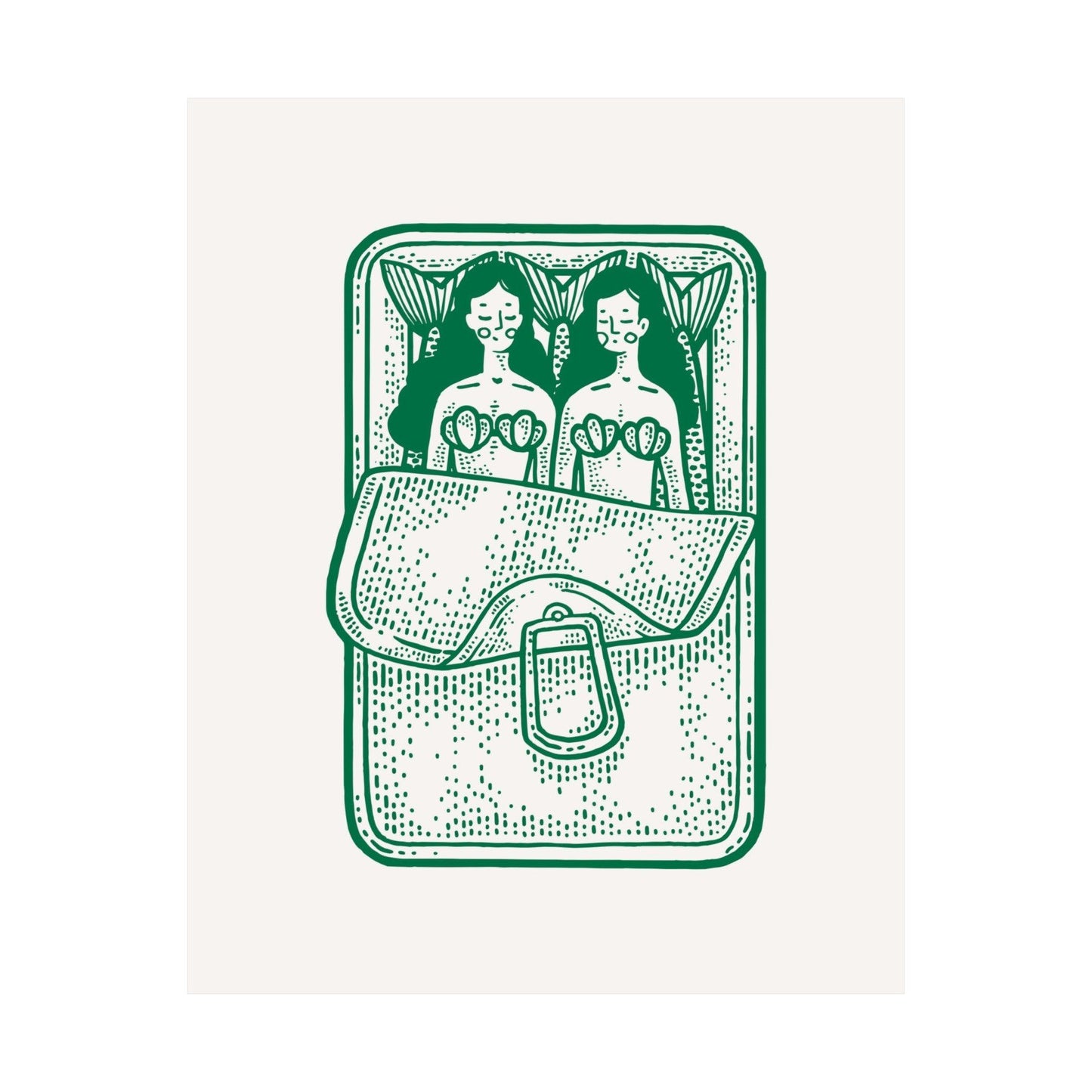 Mermaid Sardines Green Poster