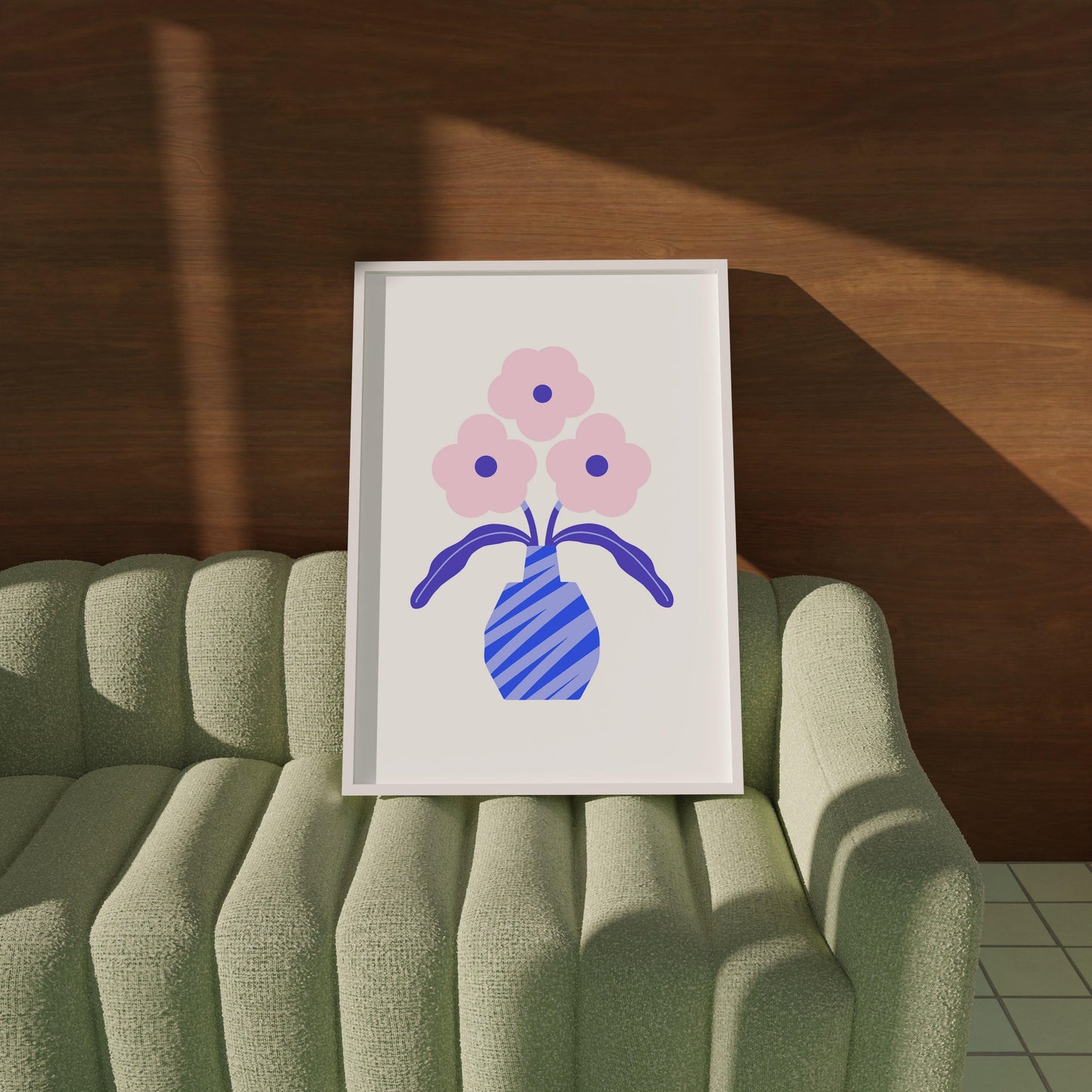 Pink & Blue Flowers Poster
