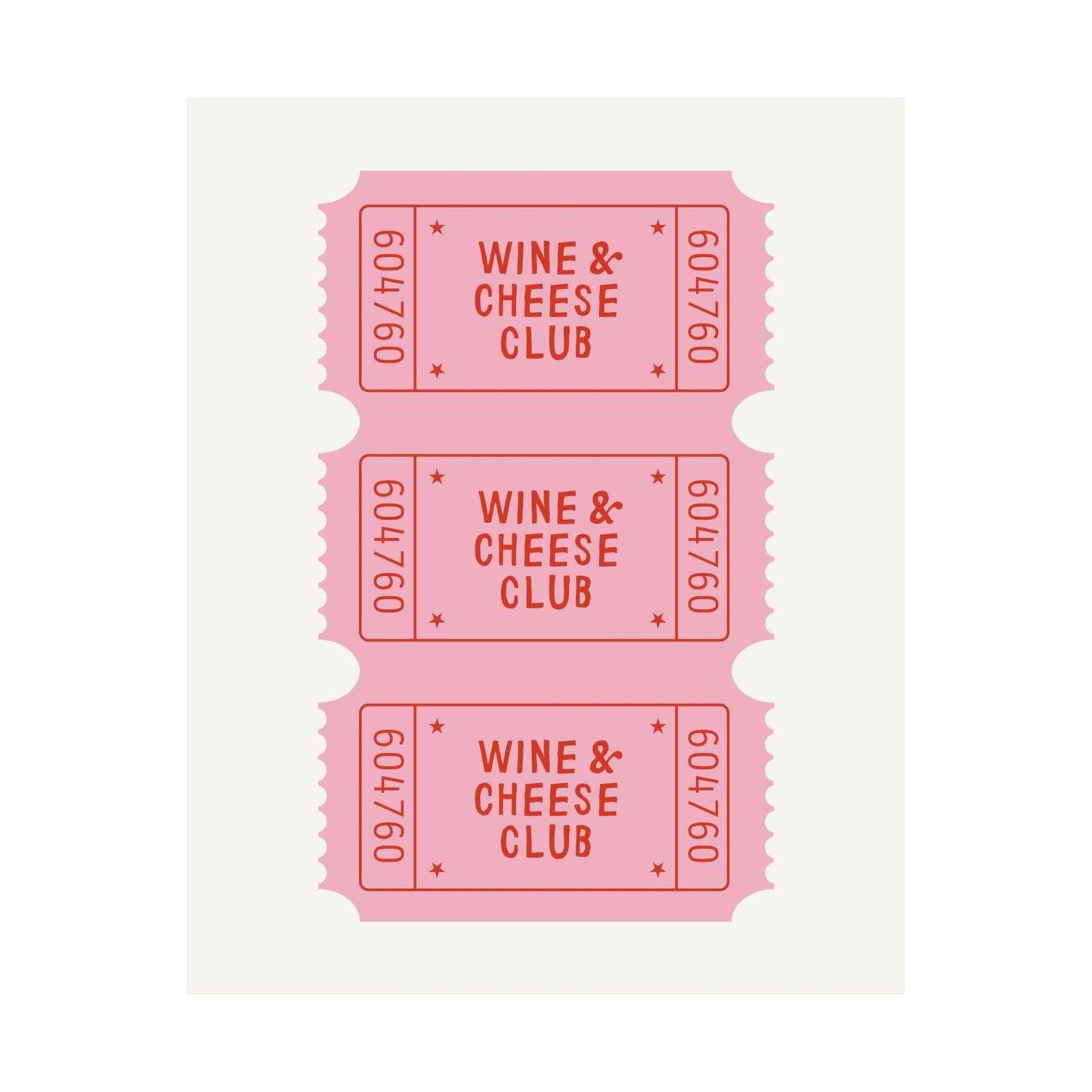 Wine & Cheese Club Ticket Poster