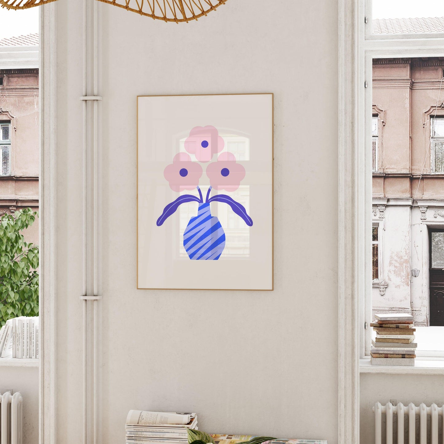 Pink & Blue Flowers Poster