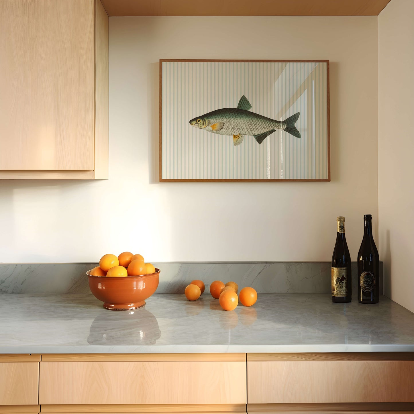 Vintage Fish Striped Blue Poster