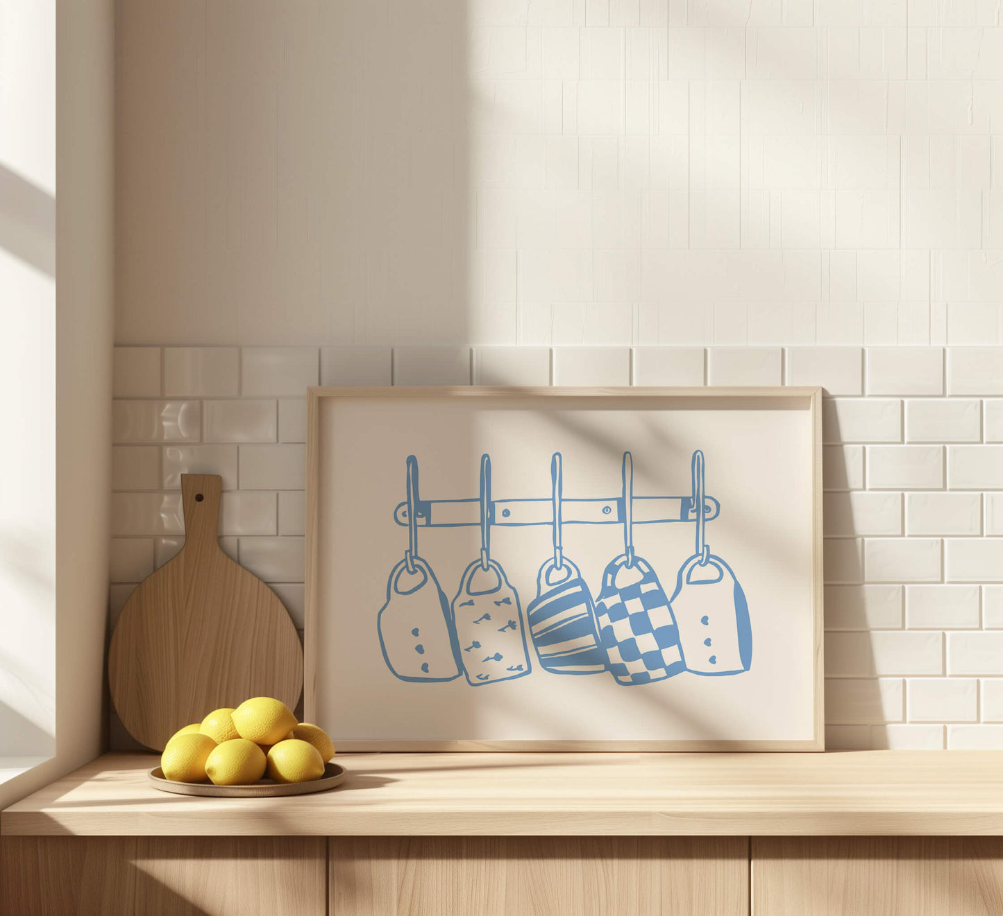 Kitchen Mugs Blue Horizontal Poster