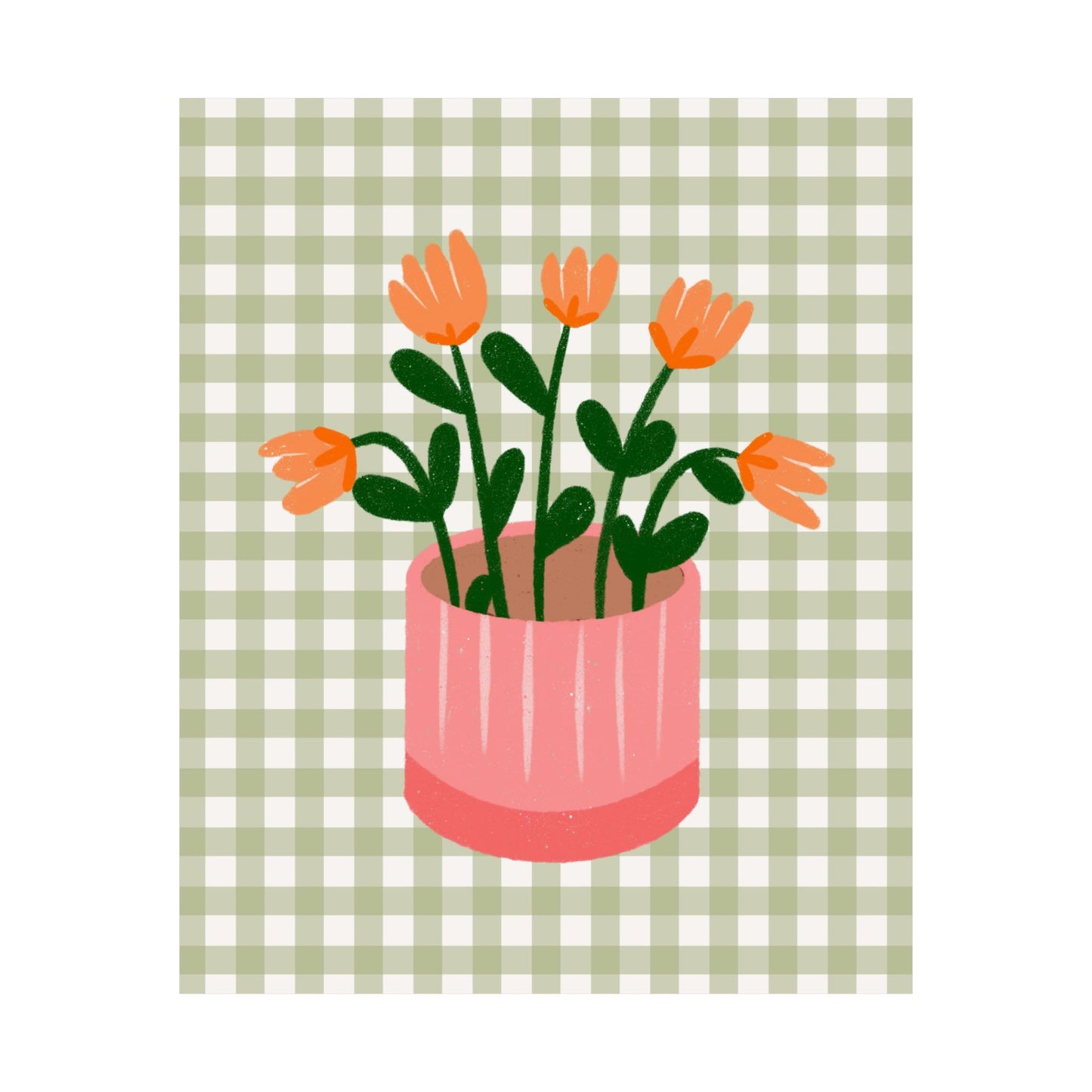 Gingham Flower Pot Poster