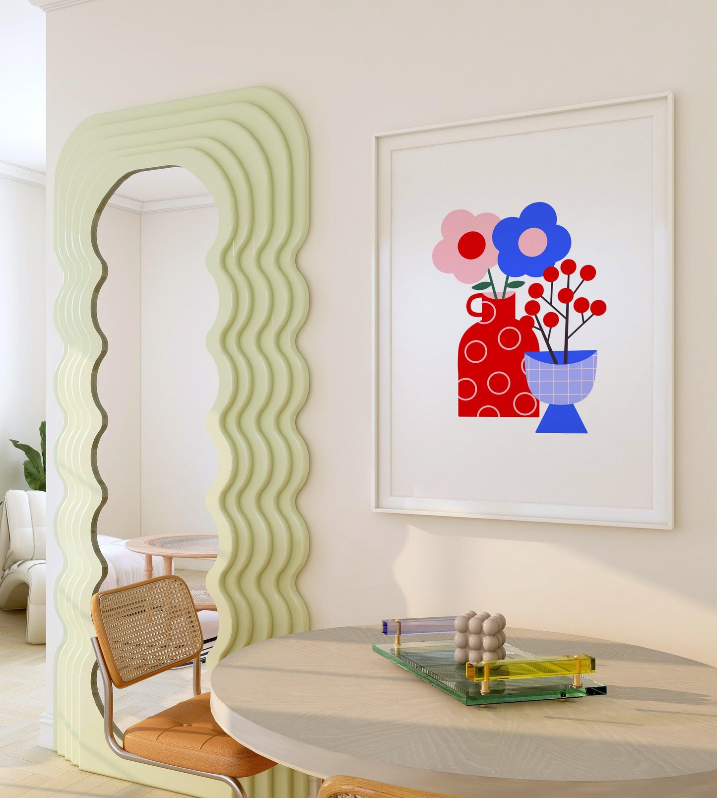 Red & Blue Flowers Poster