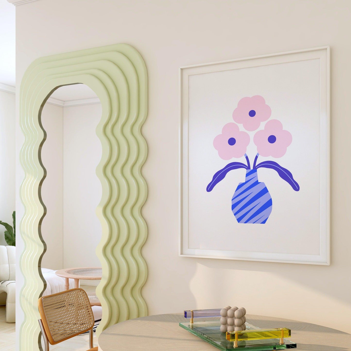 Pink & Blue Flowers Poster
