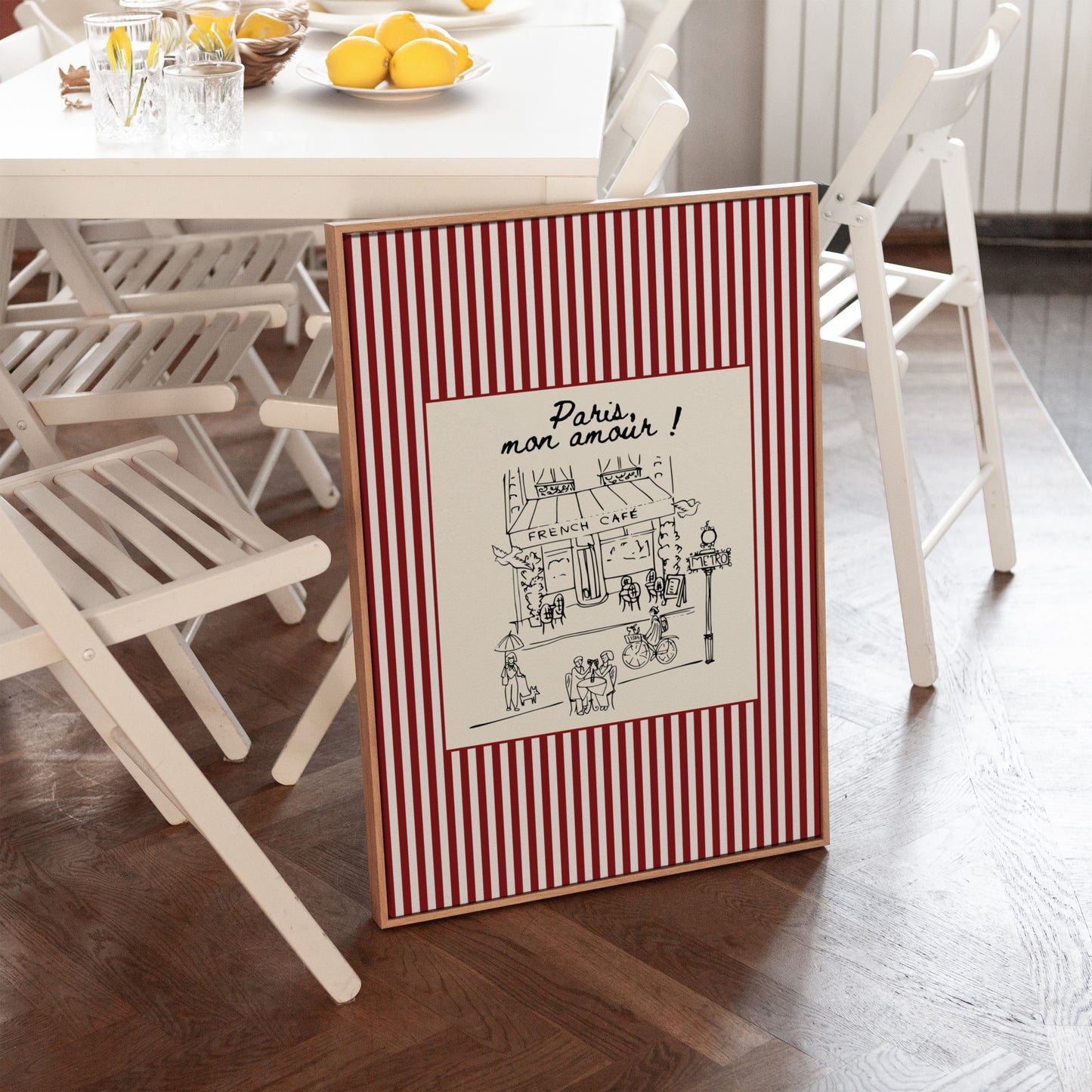 Paris Café Striped Poster