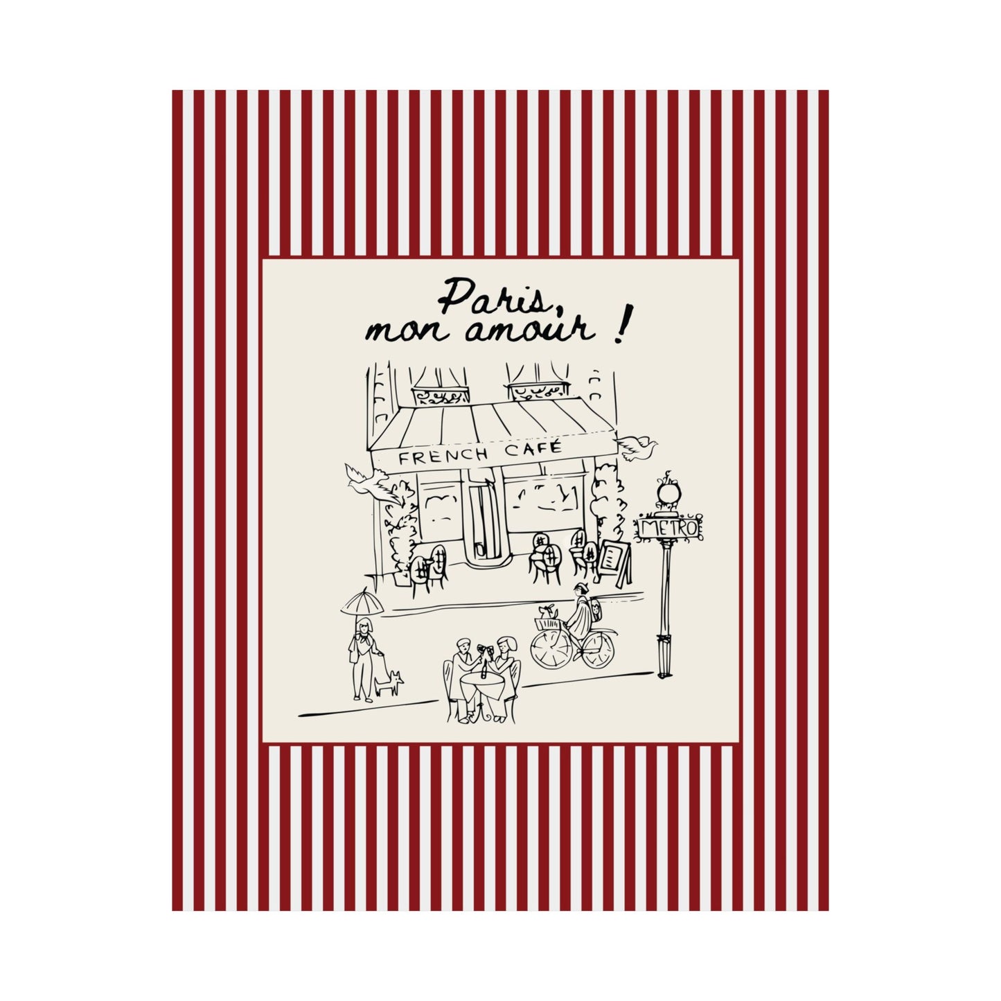 Paris Café Striped Poster
