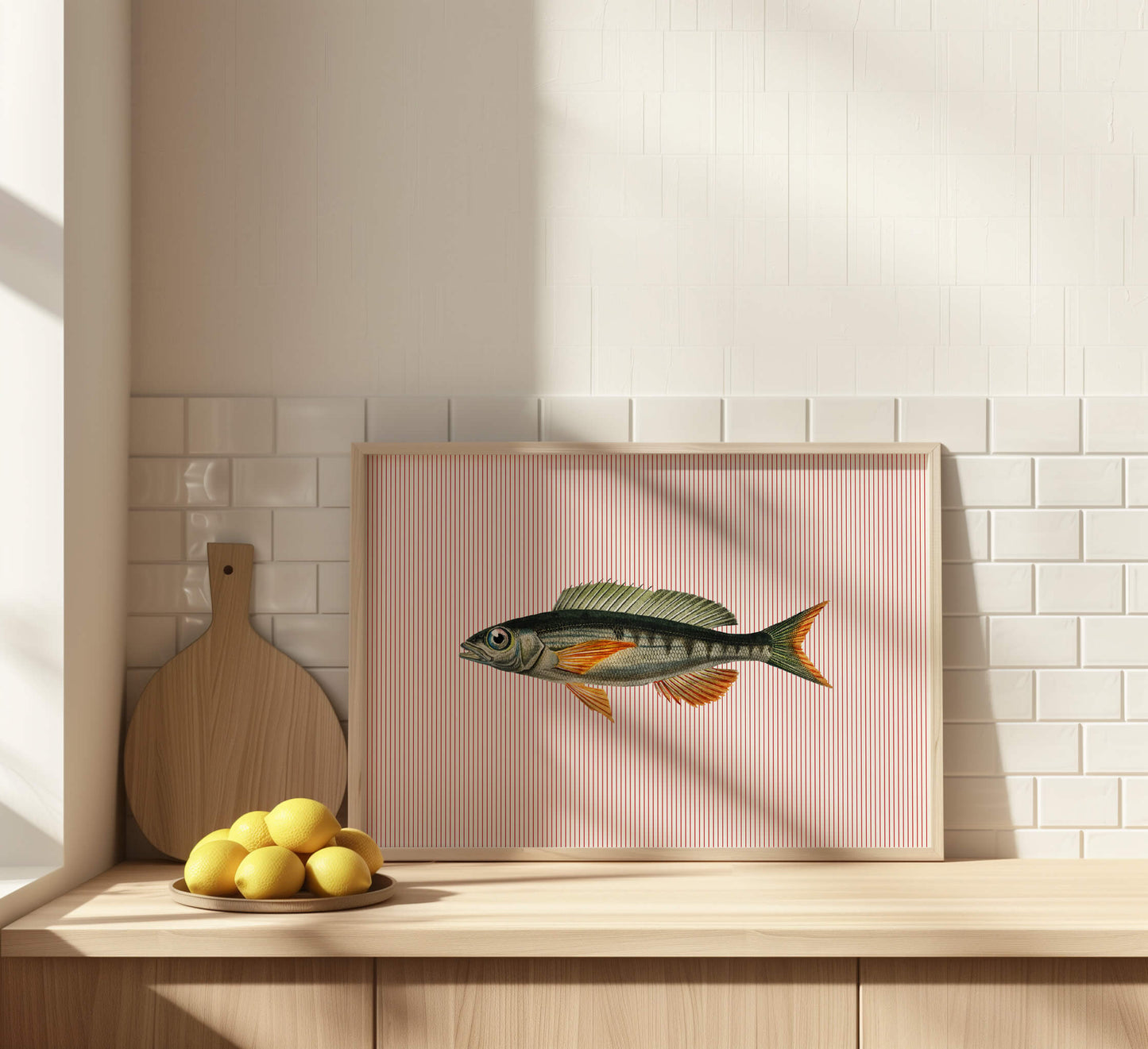Vintage Fish Striped Poster
