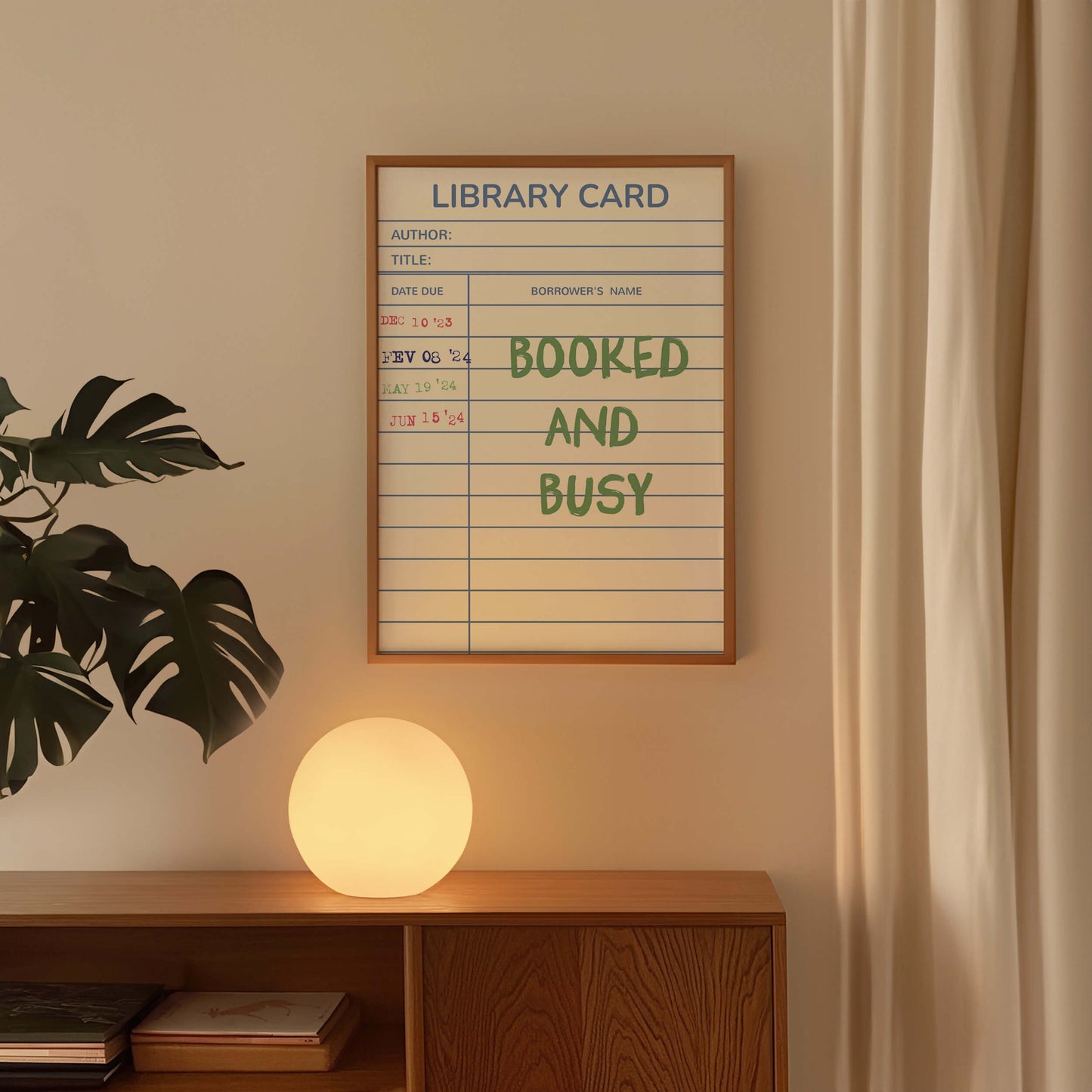 Booked and Busy Library Card Poster