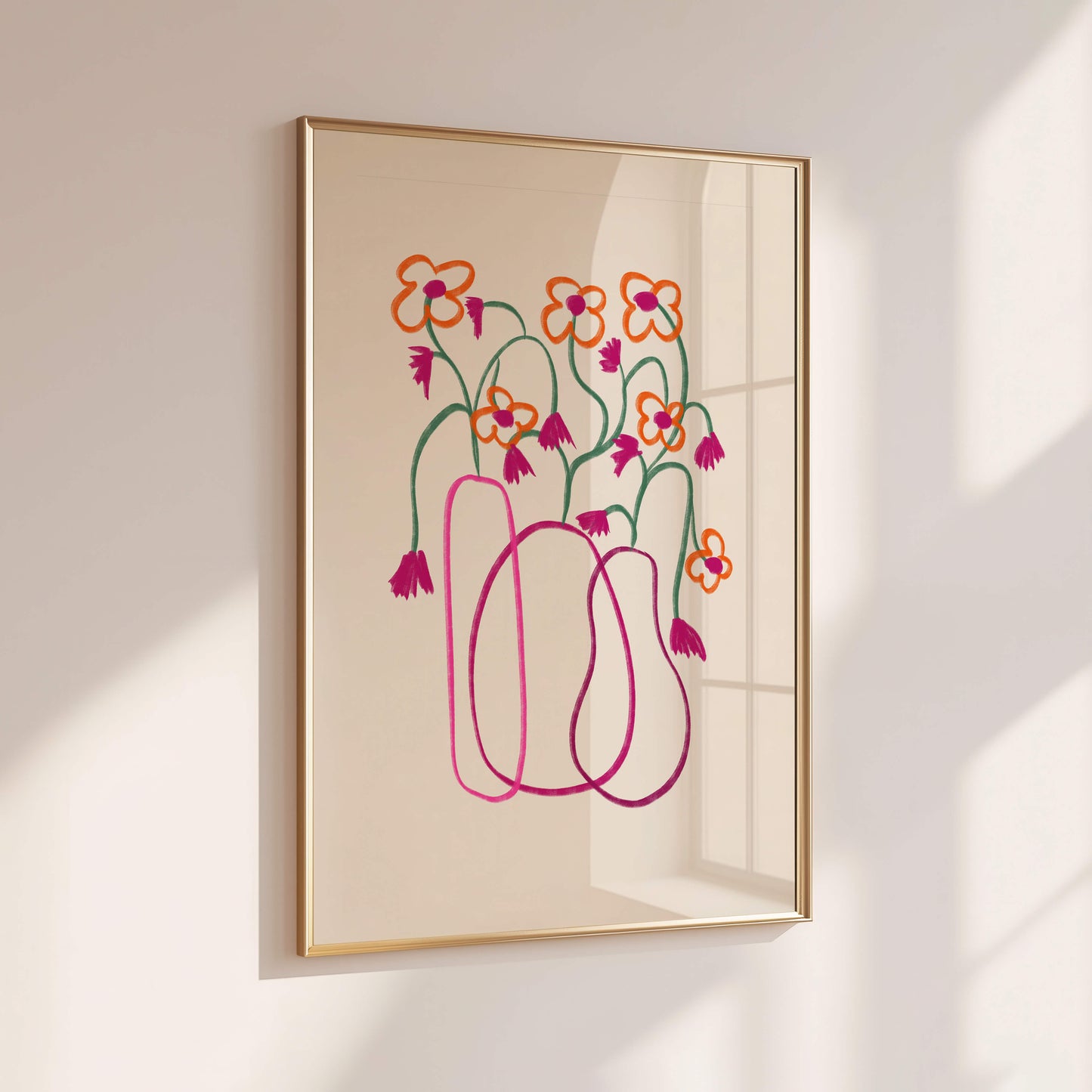 Hand Drawn Fuchsia Flower Vase Poster