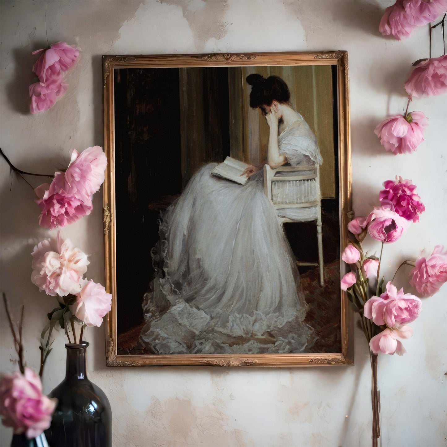 Woman Reading Vintage Poster