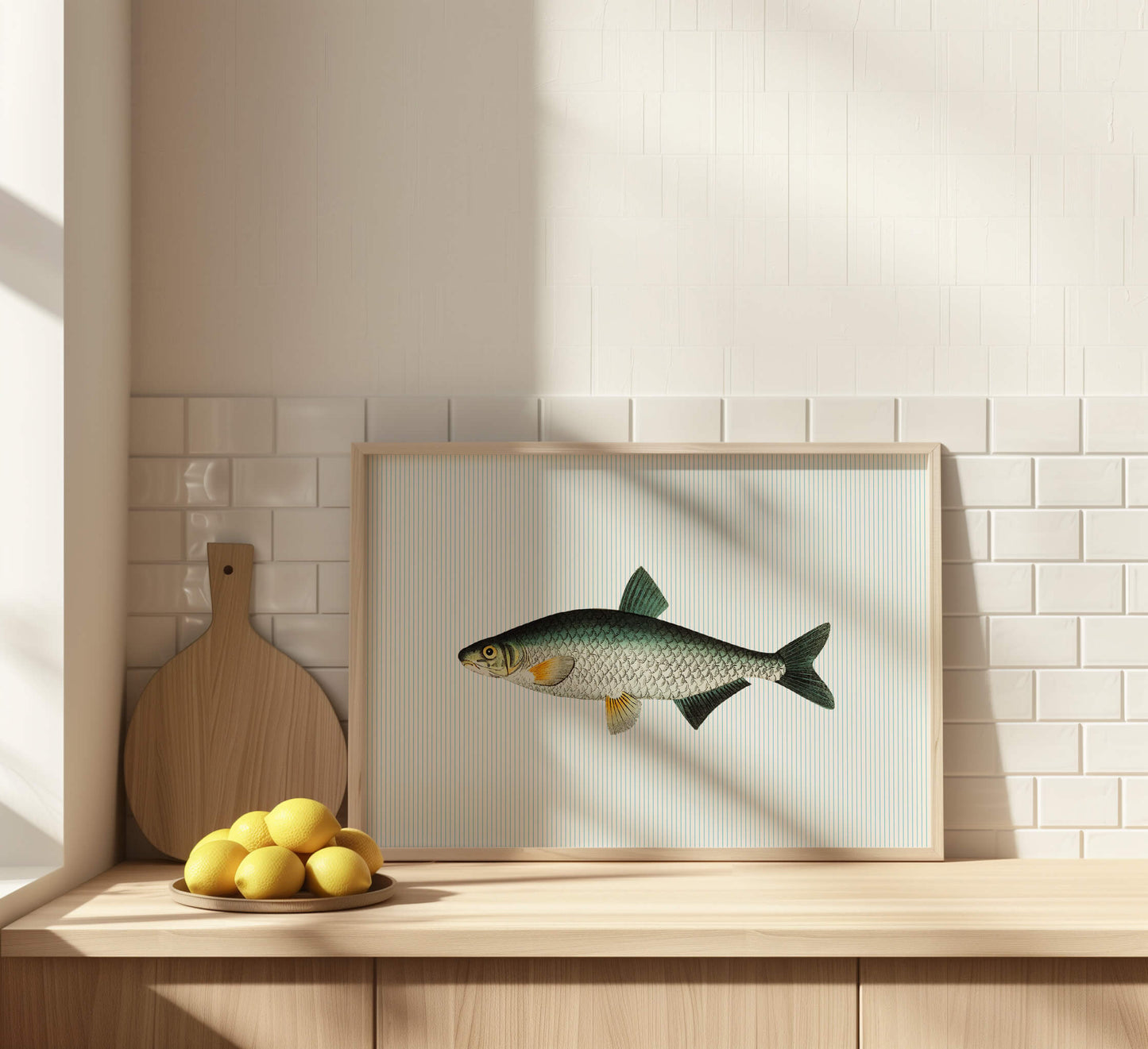 Vintage Fish Striped Blue Poster