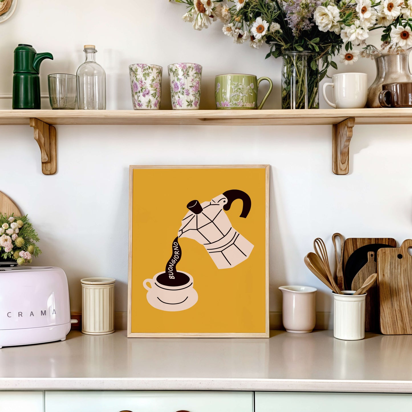 Buongiorno Moka Pot Yellow Poster