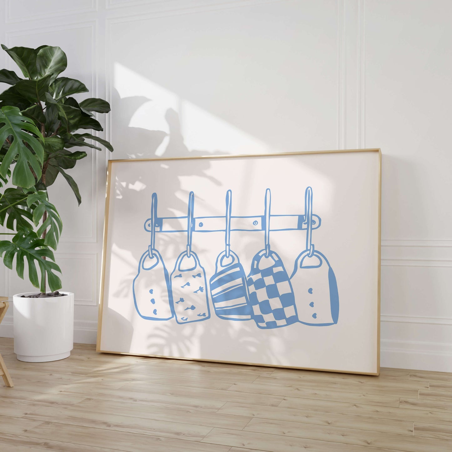 Kitchen Mugs Blue Horizontal Poster