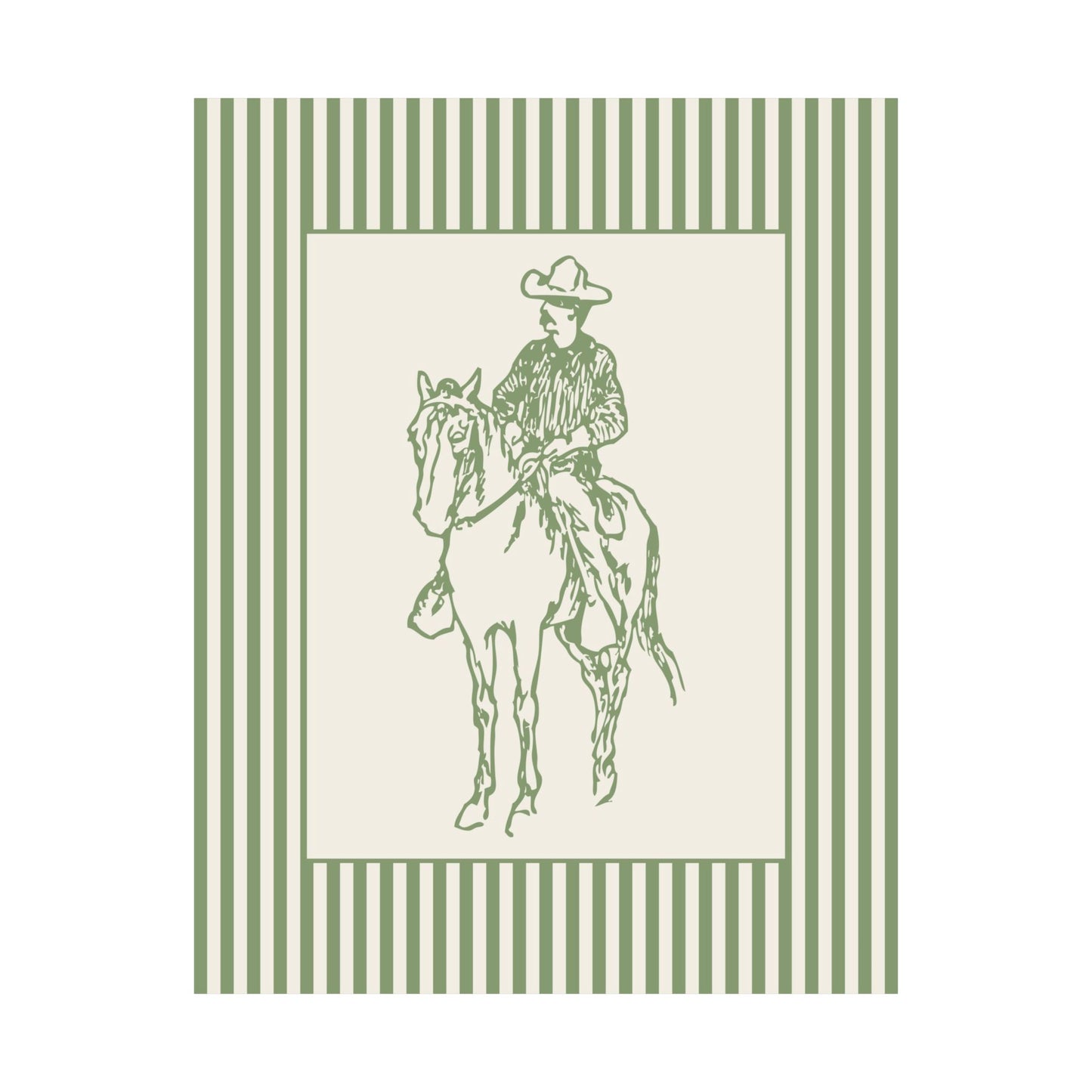 Cowboy Sketch Striped Sage Poster