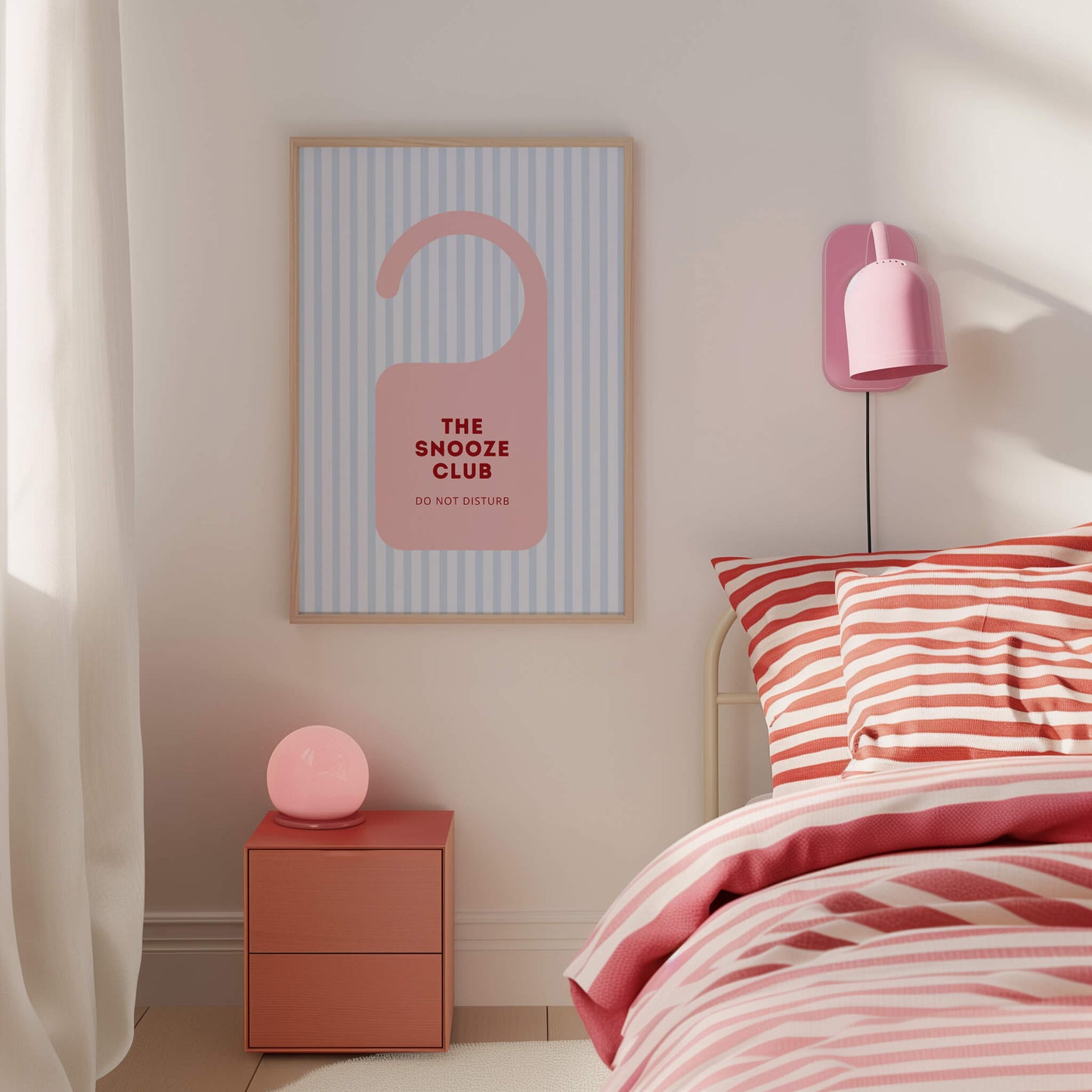 The Snooze Club Pink Door Sign Poster