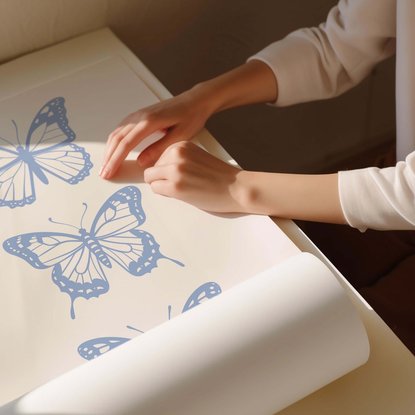Butterflies Light Blue Poster