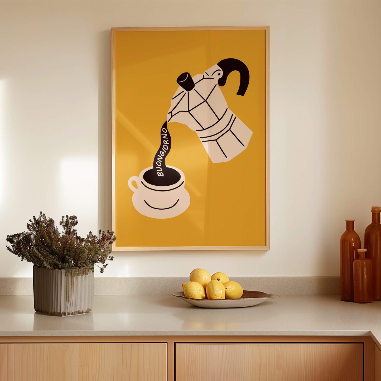 Buongiorno Moka Pot Yellow Poster