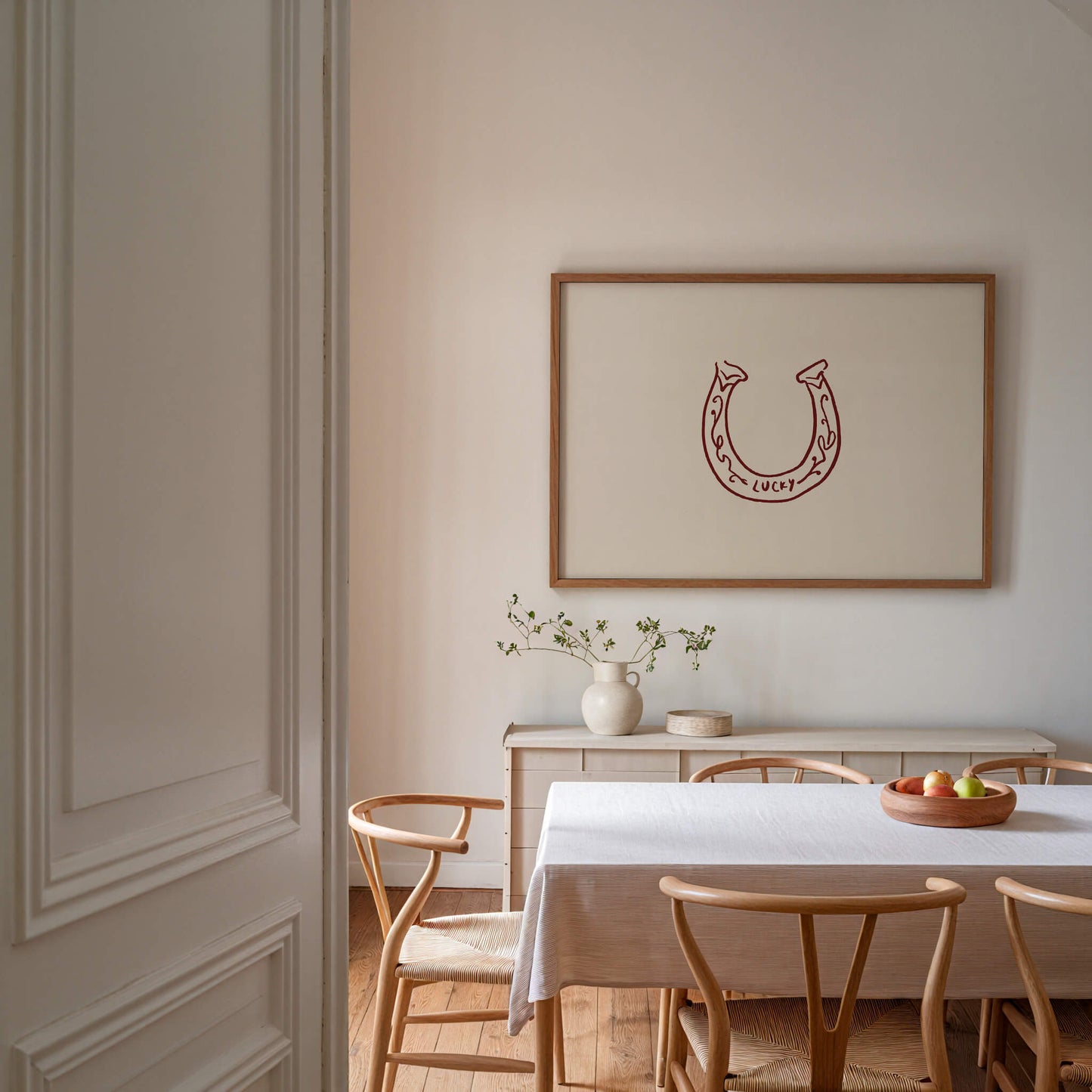 Lucky Horseshoe Burgundy Horizontal Poster