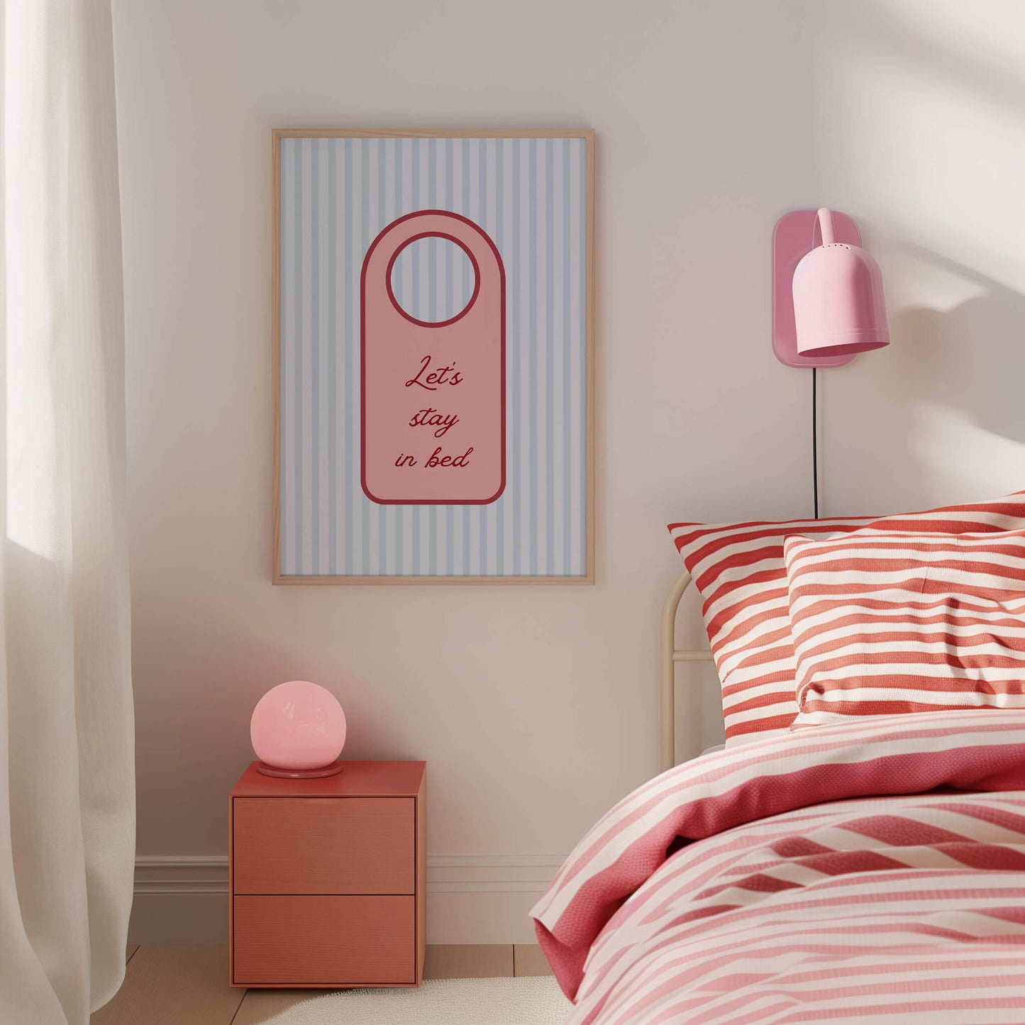 Let's Stay In Bed Door Sign Bedroom Poster