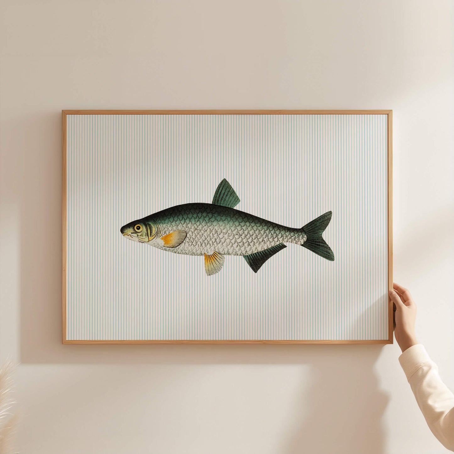 Vintage Fish Striped Blue Poster
