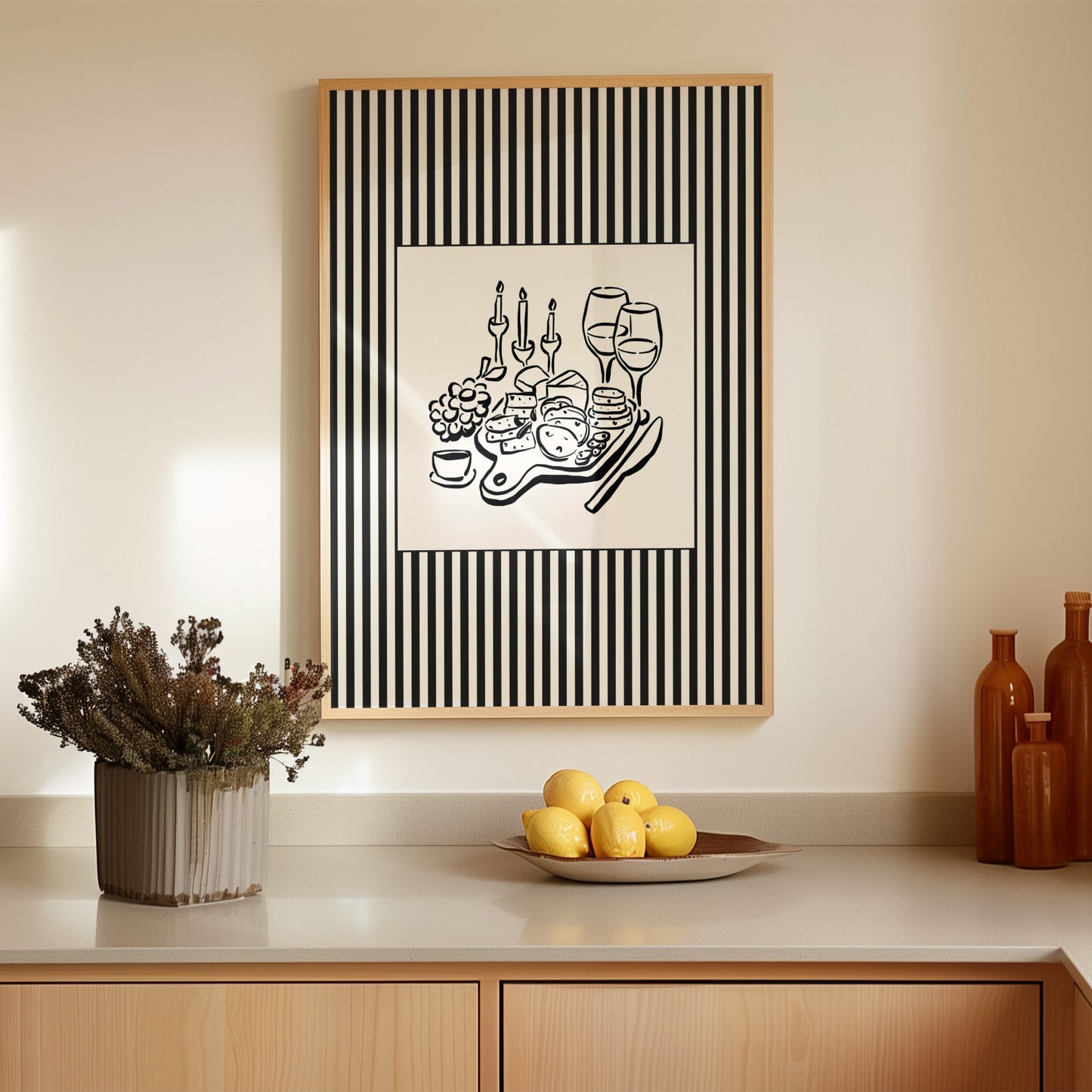 Dinner Sketch Striped Poster