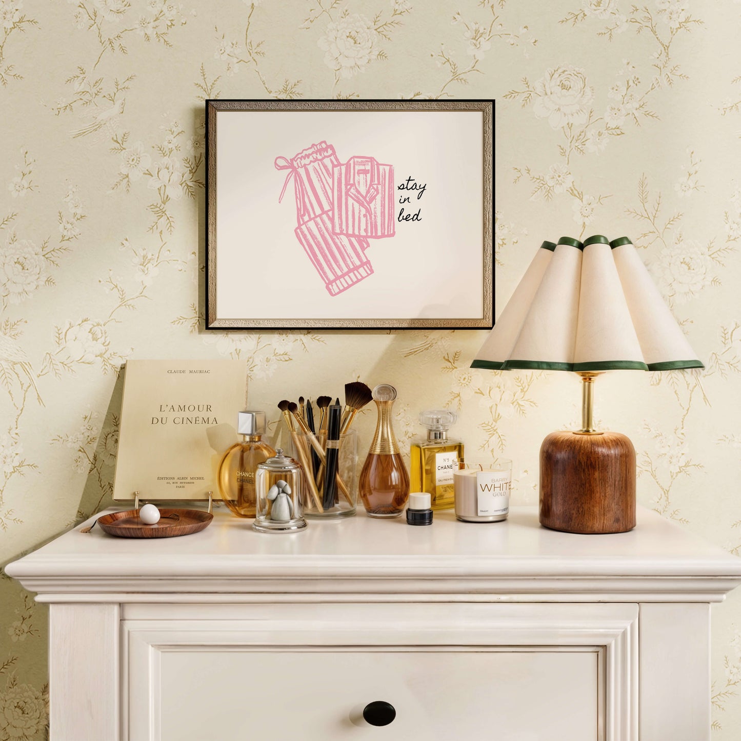 Stay in Bed Pijama Pink Above The Bed Poster