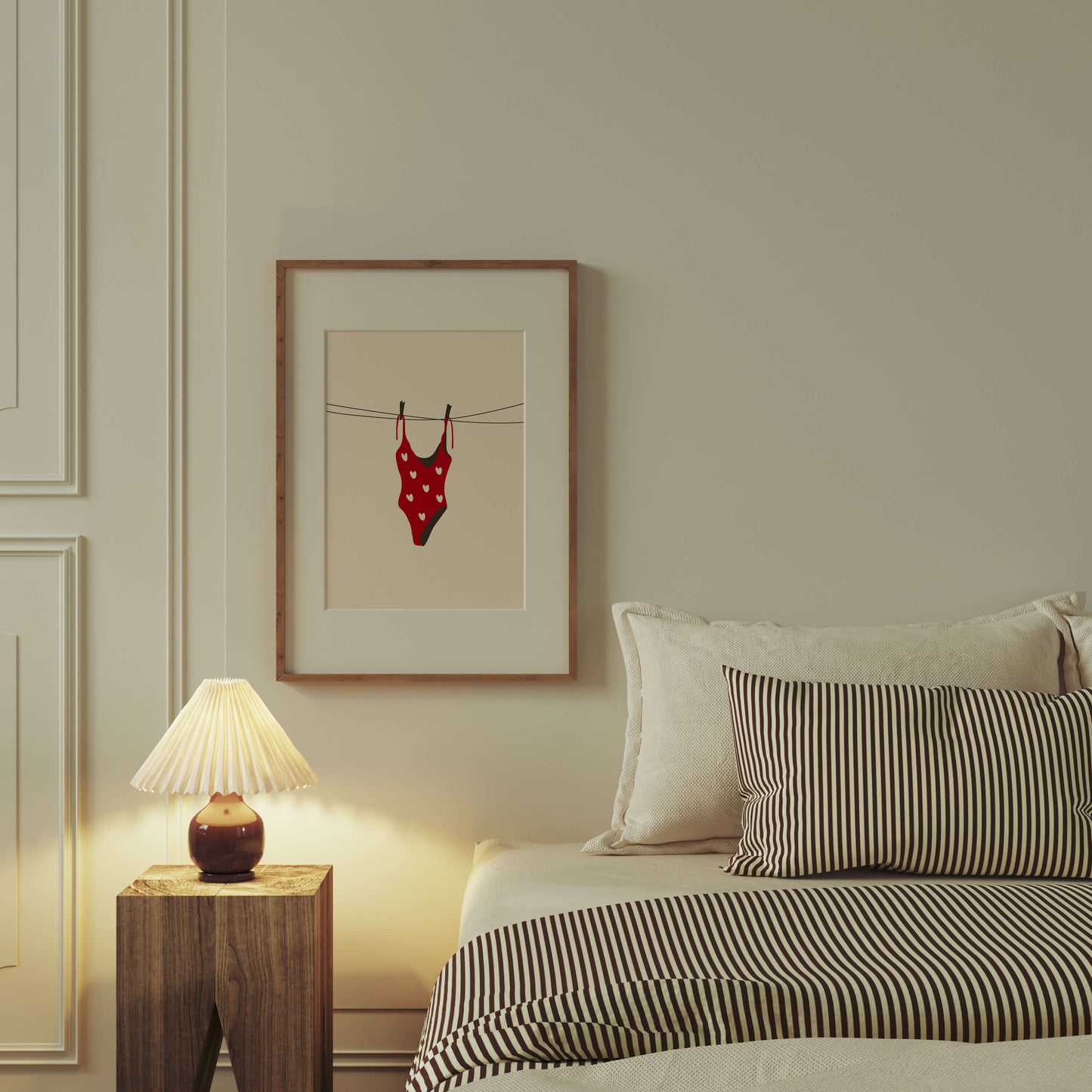 Red Heart Swimsuit Laundry Line Poster