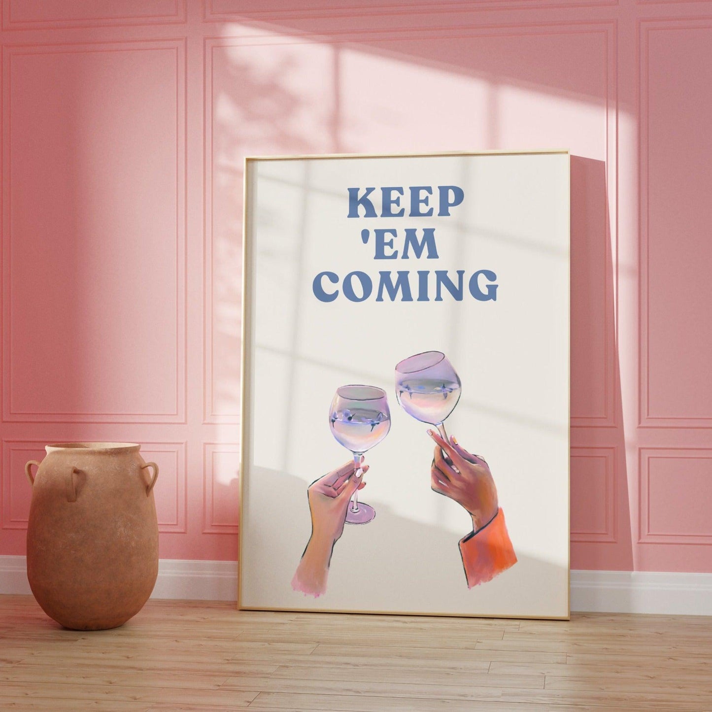 Keep 'Em Coming Blue Cocktail Poster