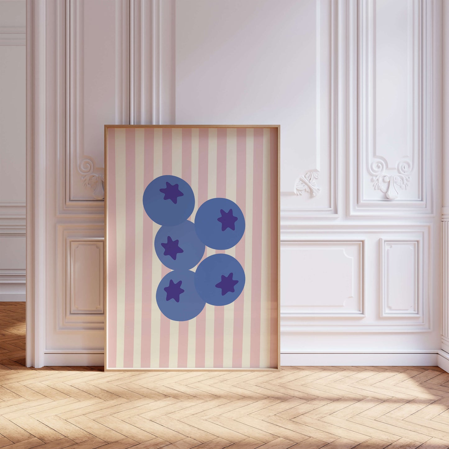 Striped Blueberries Poster
