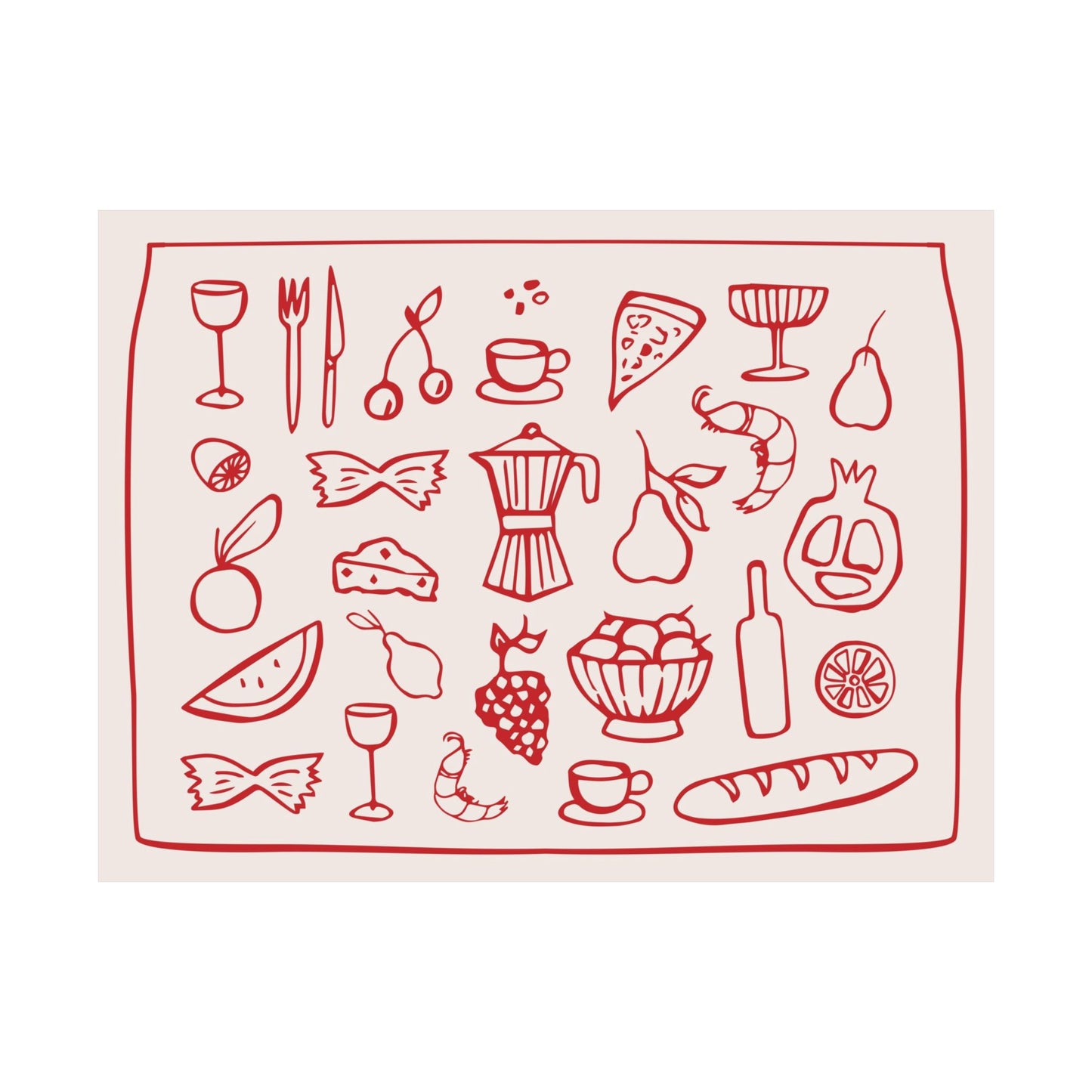 Kitchen Ingredients Red Poster