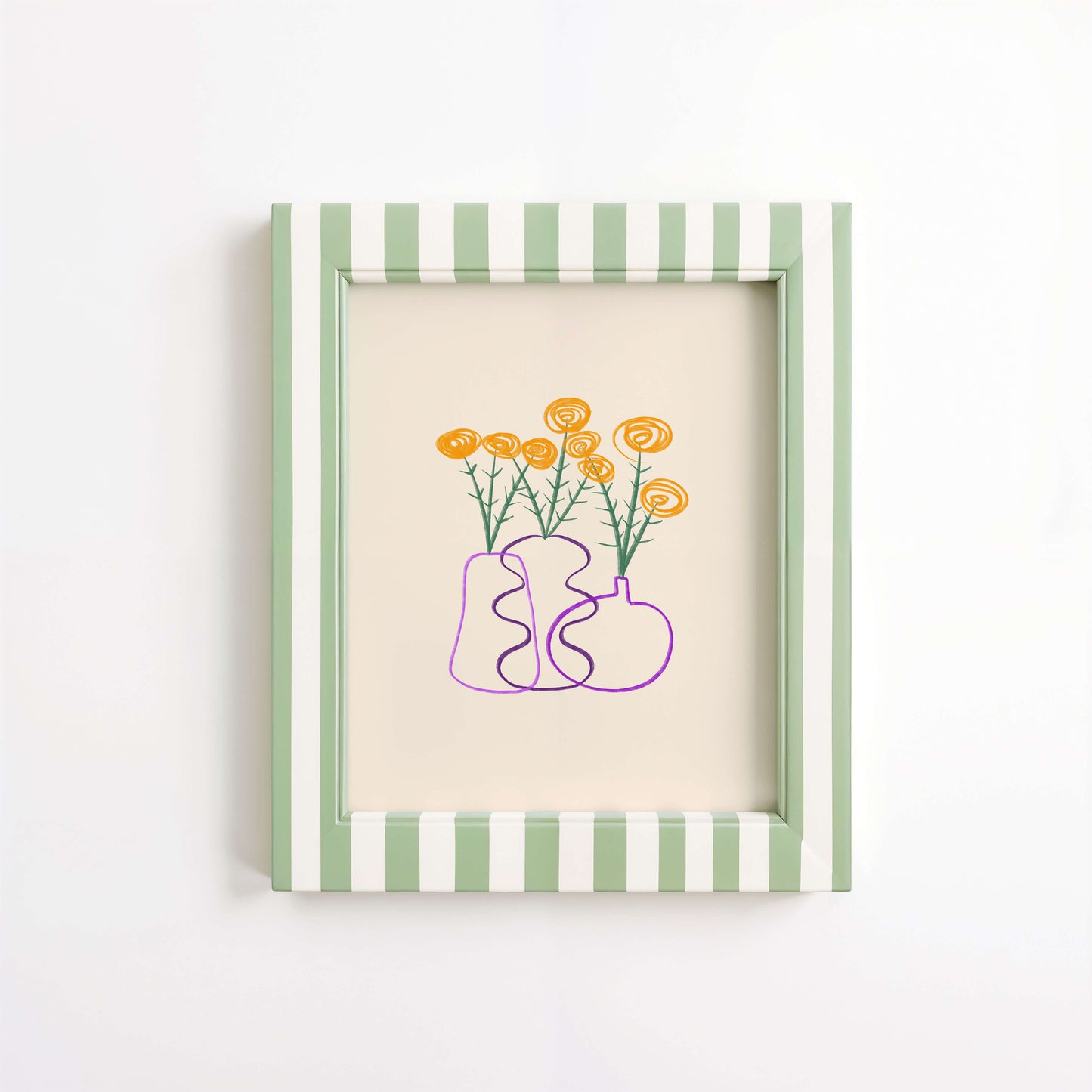 Hand Drawn Yellow Flowers Vase