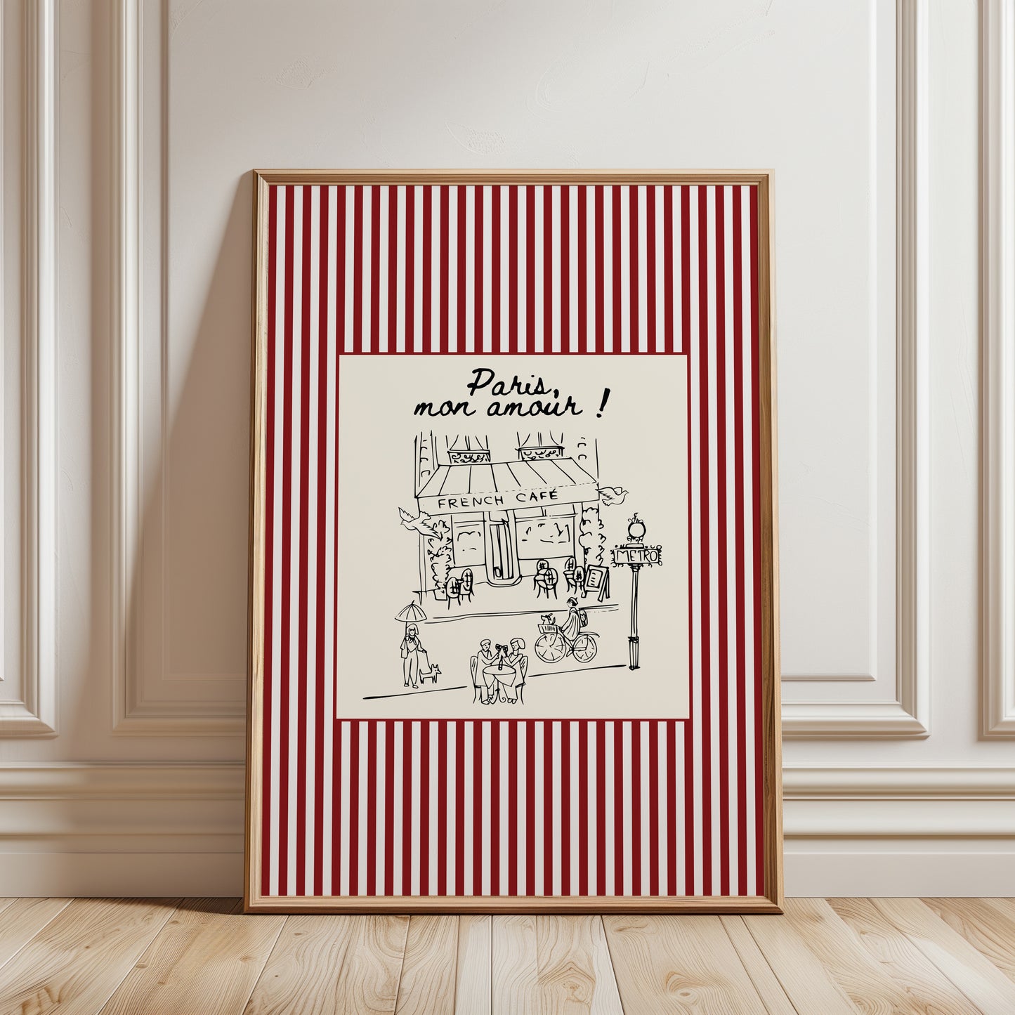 Paris Café Striped Poster