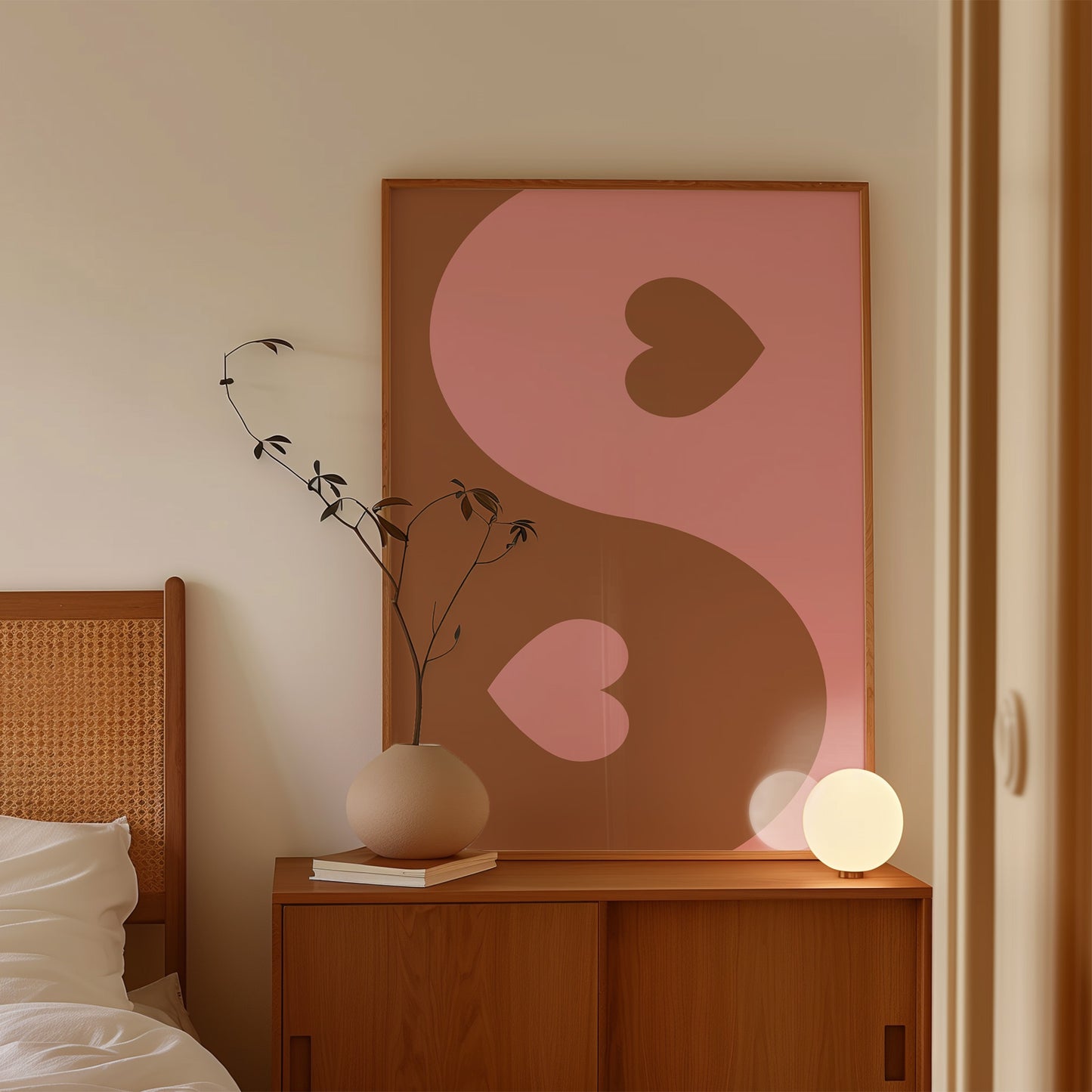 Yin Yang Heart Pink & Brown Poster