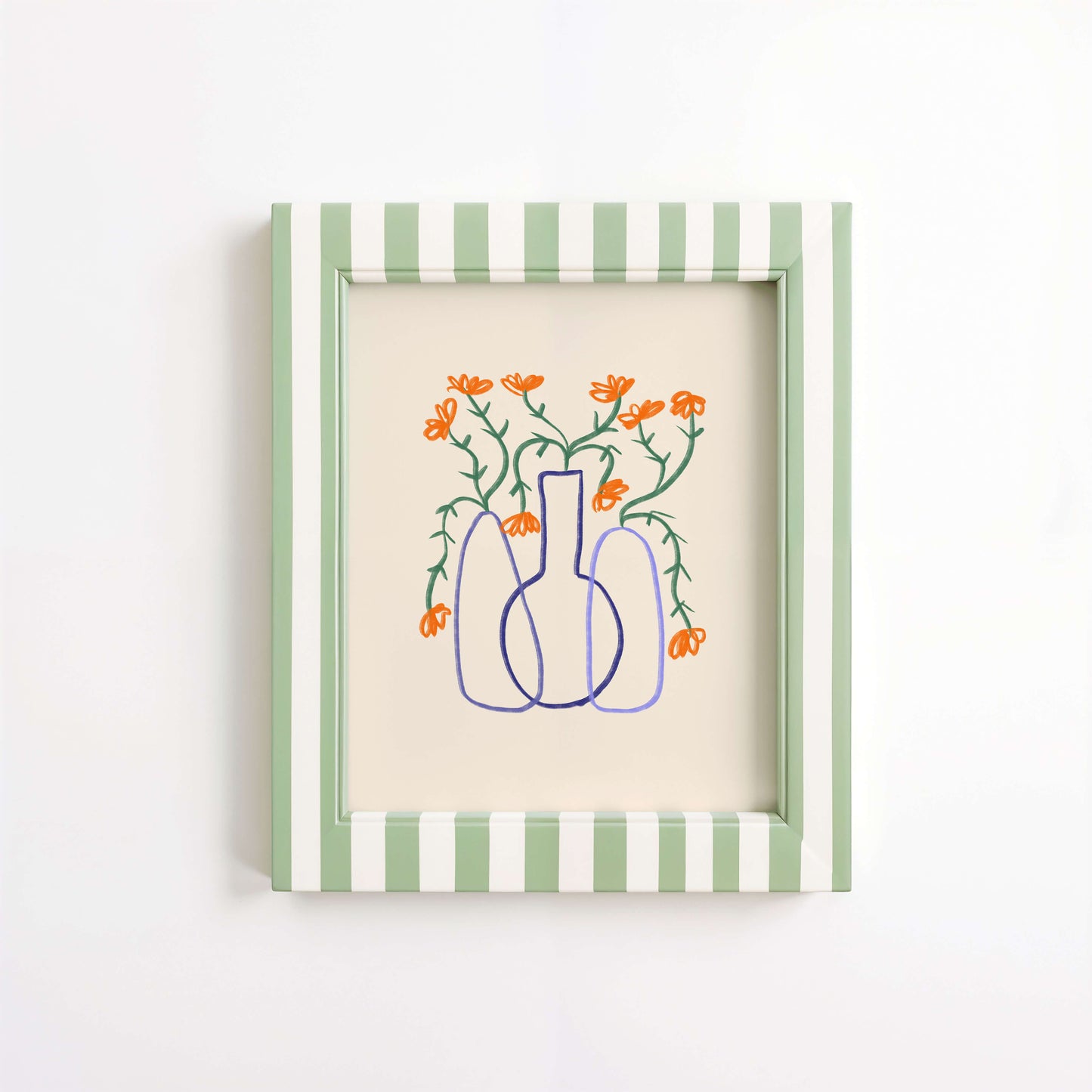 Hand Drawn Orange Flower Vase Poster